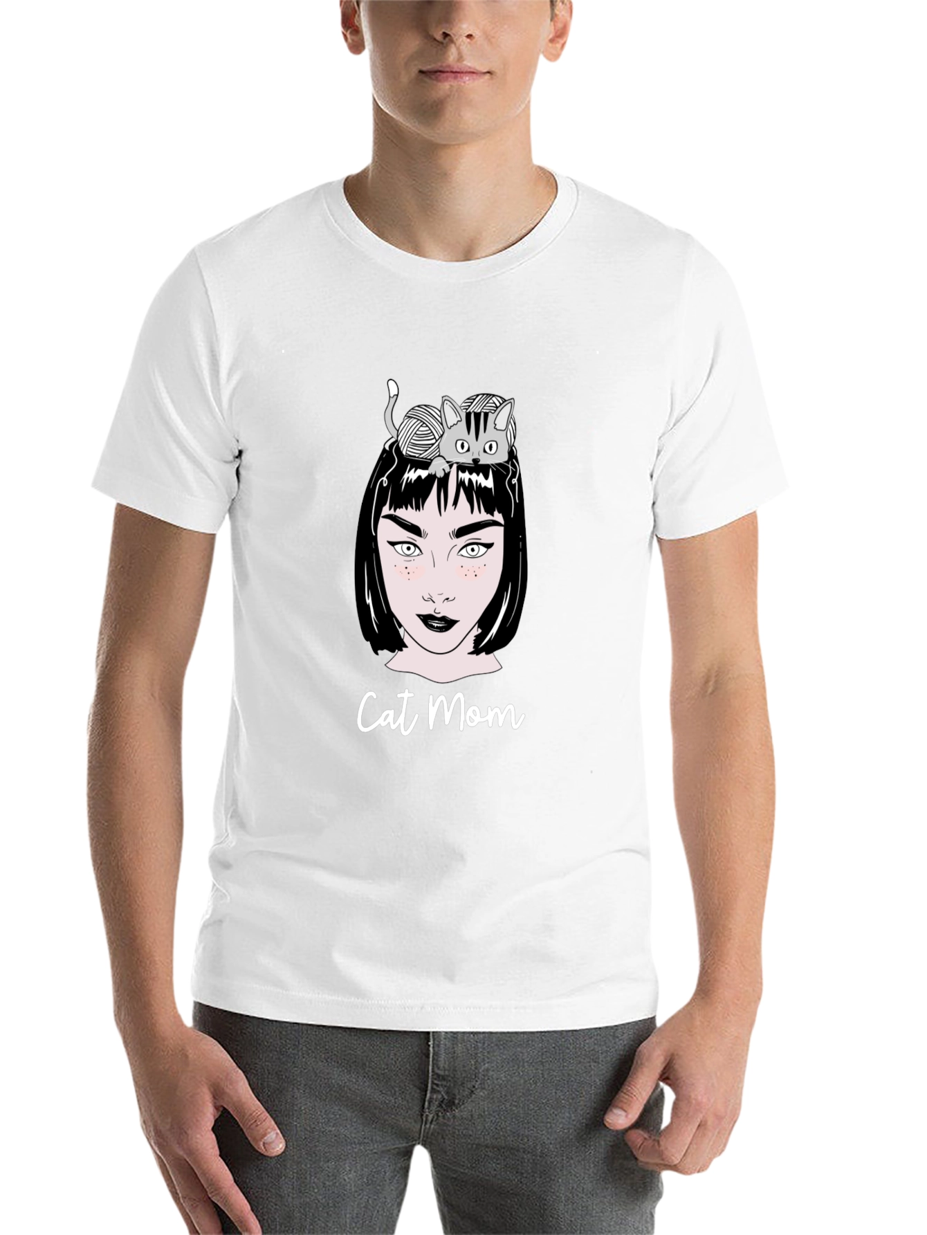 Black Cat Mom Graphic T-Shirt - Unisex Black Tee view 14