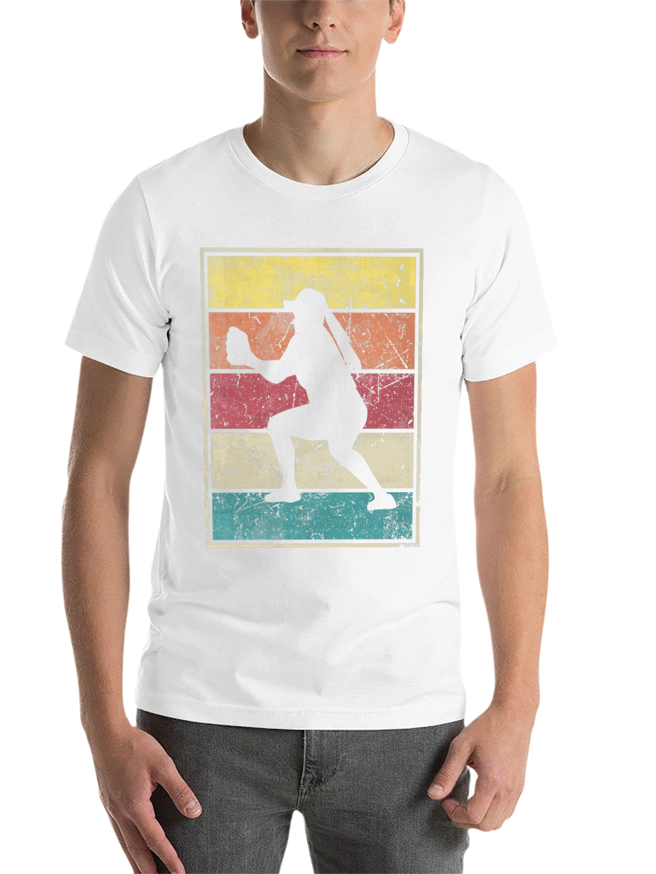 Black Vintage Softball Player T-Shirt view 14