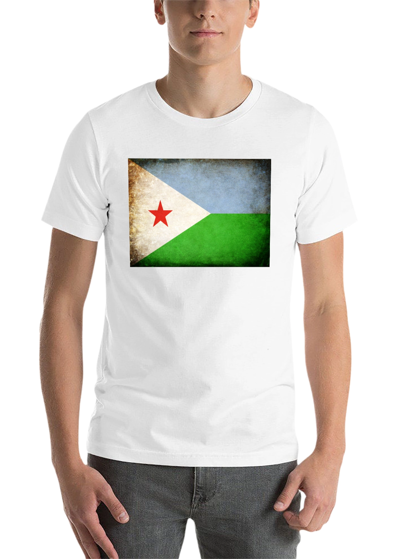 Black Djibouti Flag T-Shirt - Black Crew Neck Tee view 14