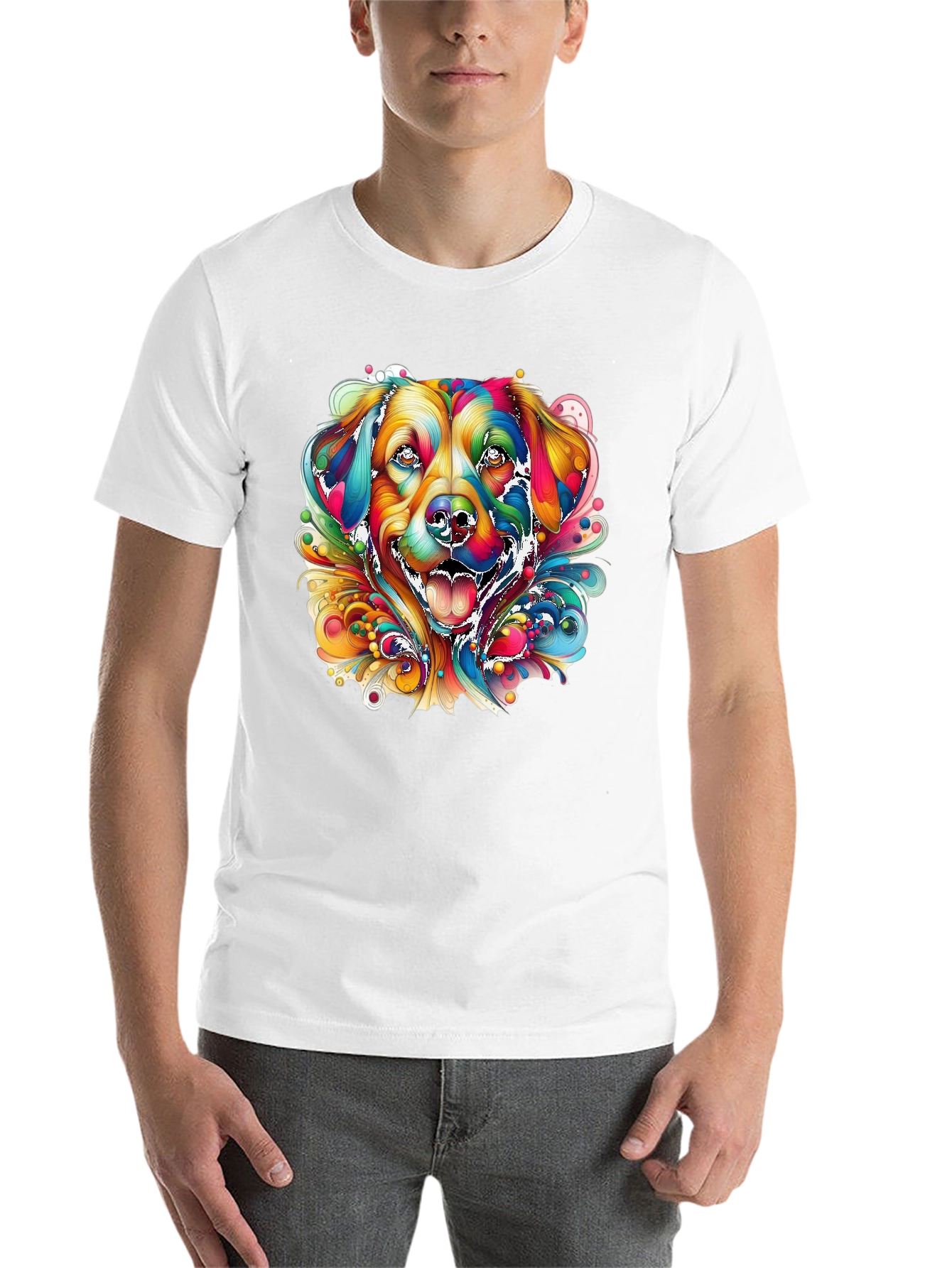 Black Colorful Dog Graphic Black T-Shirt view 14