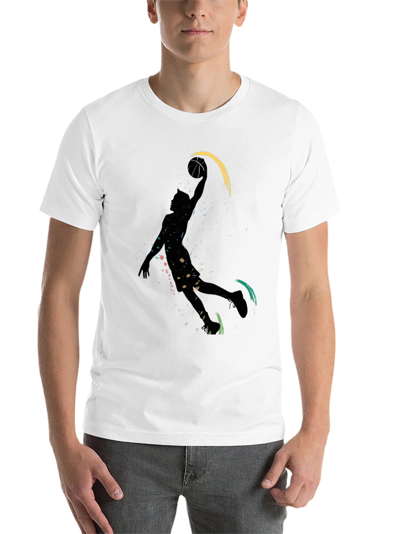 Black Basketball Silhouette Graphic T-Shirt view 14