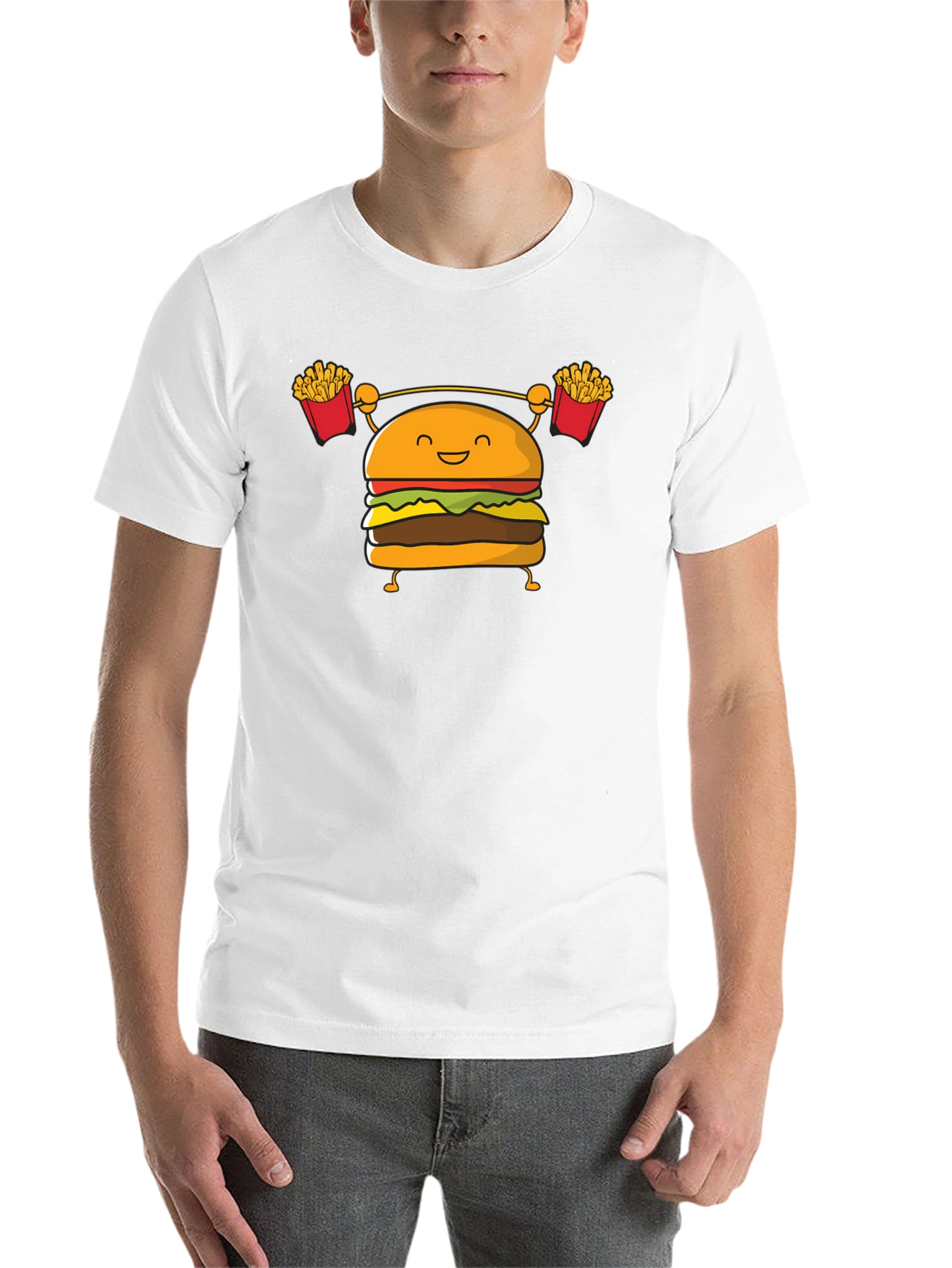Black Burger Lifting Weights Funny Graphic T-Shirt view 14