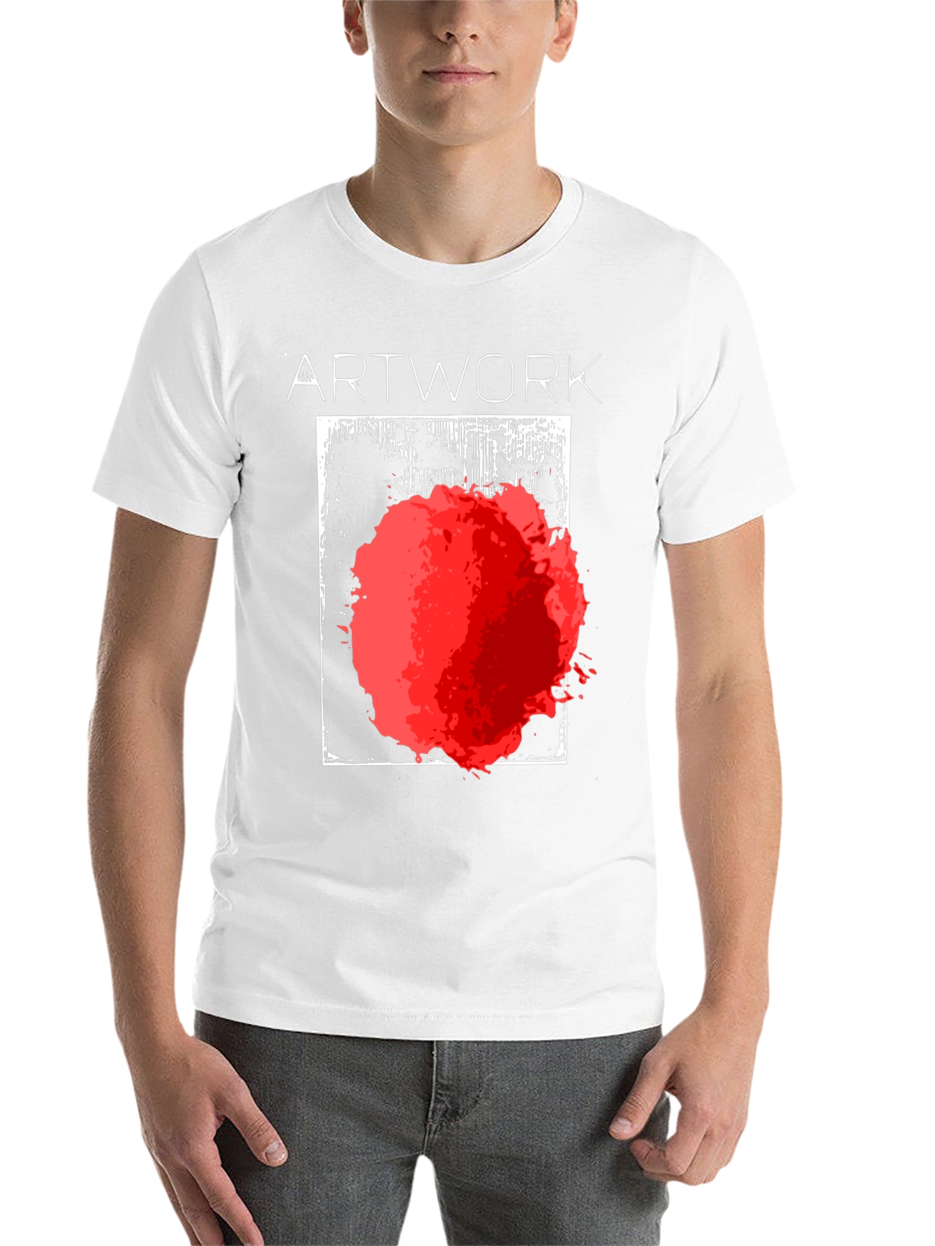 Black Abstract Art T-Shirt - Bold Red Graphic Tee view 14