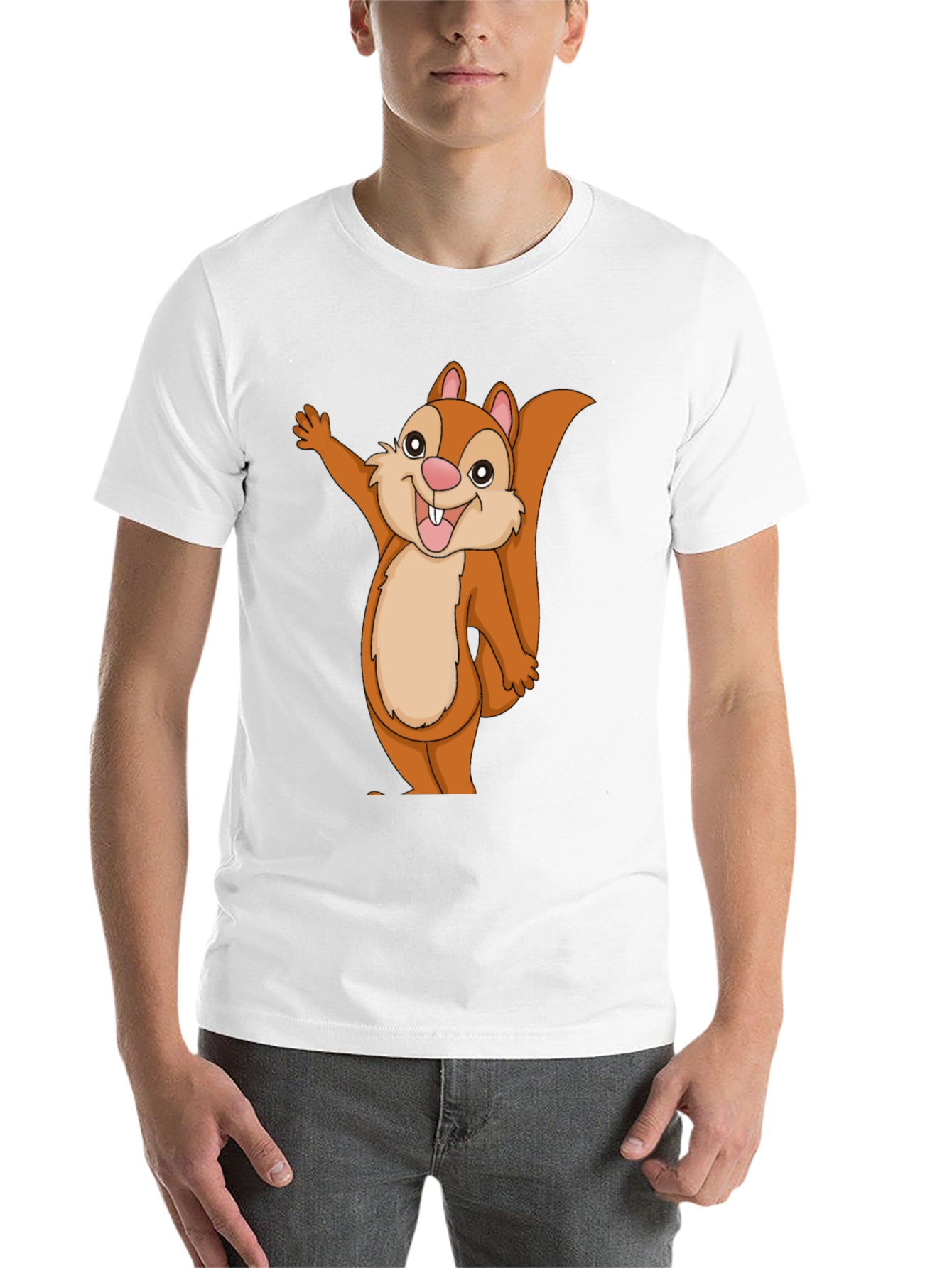 Black Cute Cartoon Squirrel Graphic T-Shirt view 14