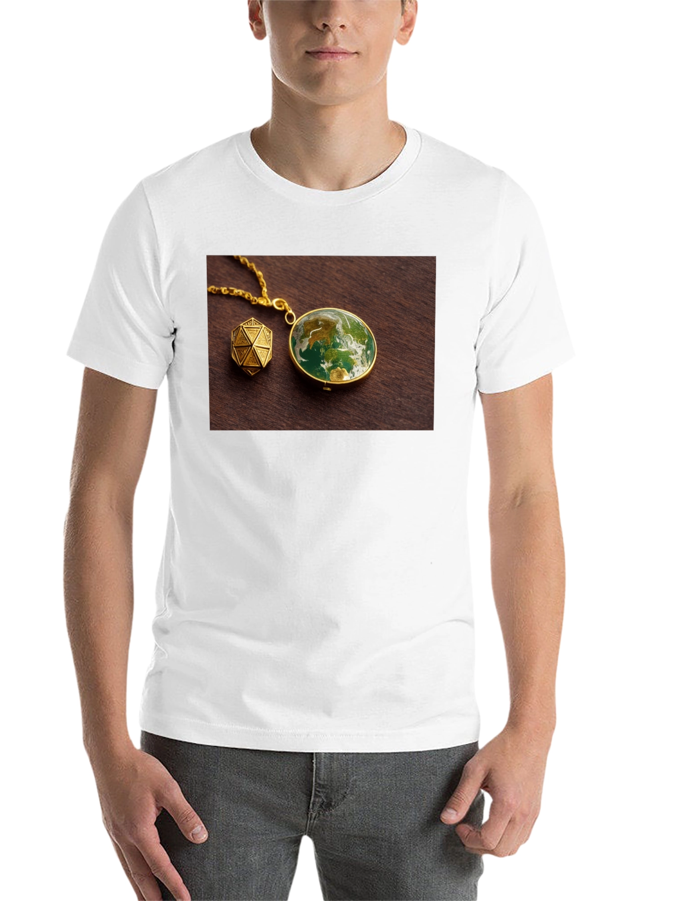 Black Earth Globe Pendant Graphic Tee - Unique Design! view 14