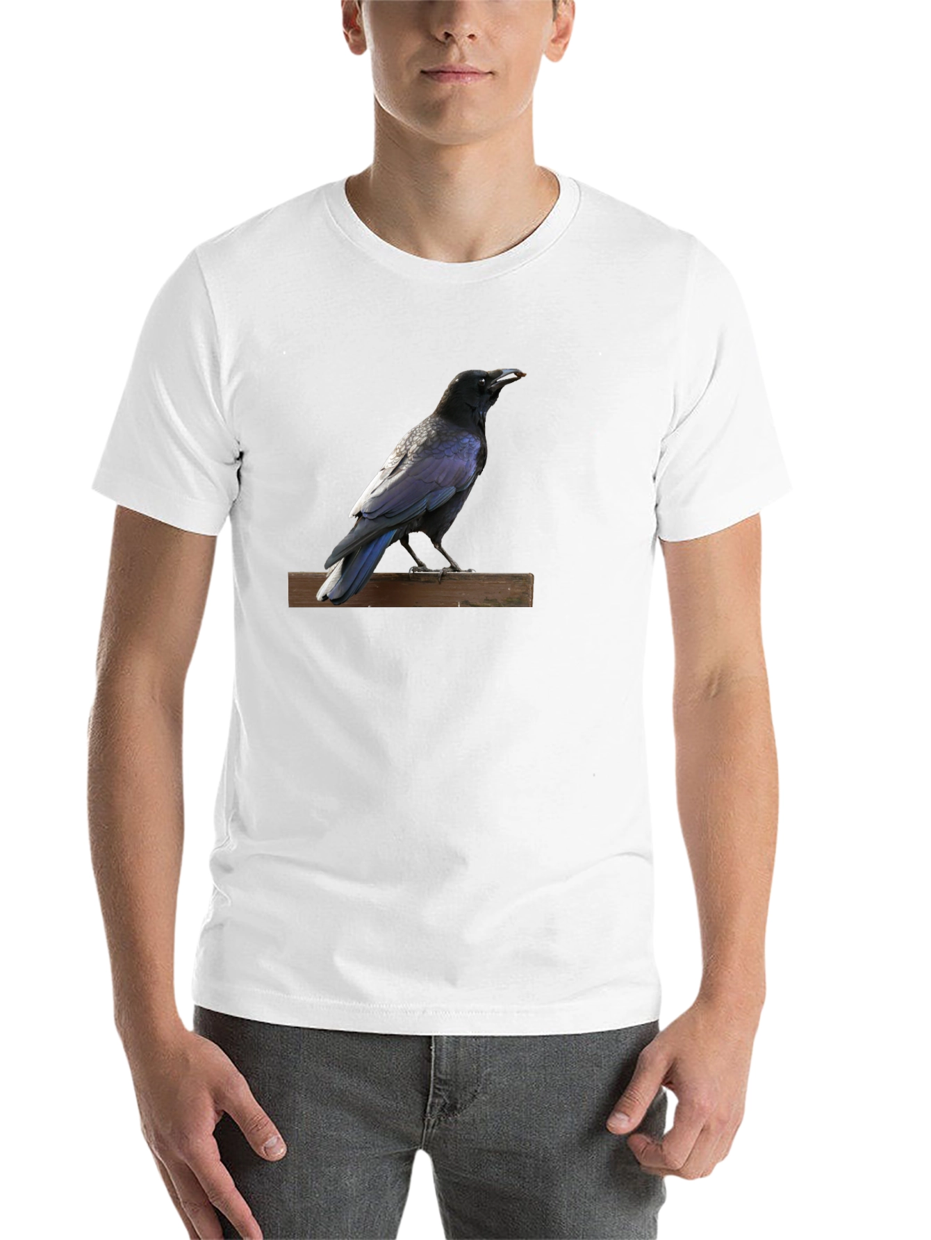 Black Raven Perched T-Shirt - Black Crew Neck view 14