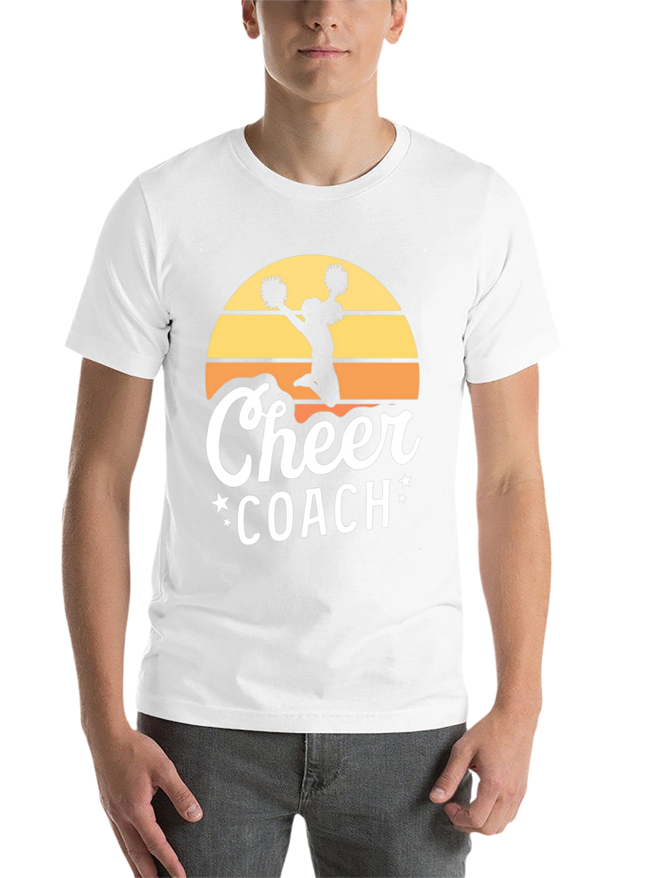 Cheer Coach Graphic Tee - Retro Sunset Design - 14