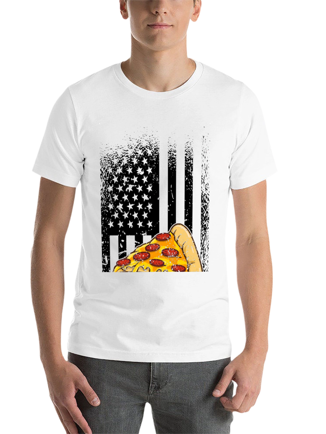Black Pizza Flag Graphic T-Shirt view 14