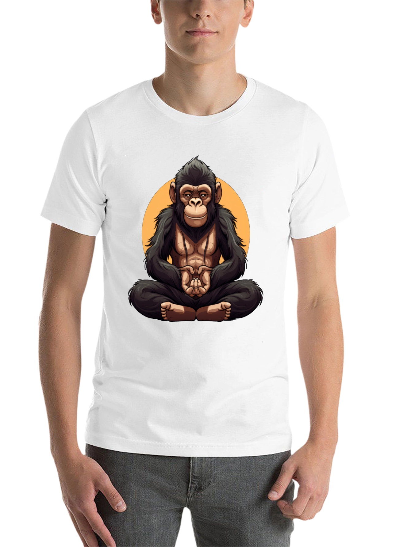 Black Zen Monkey T-Shirt: Meditating Gorilla Graphic Tee view 14