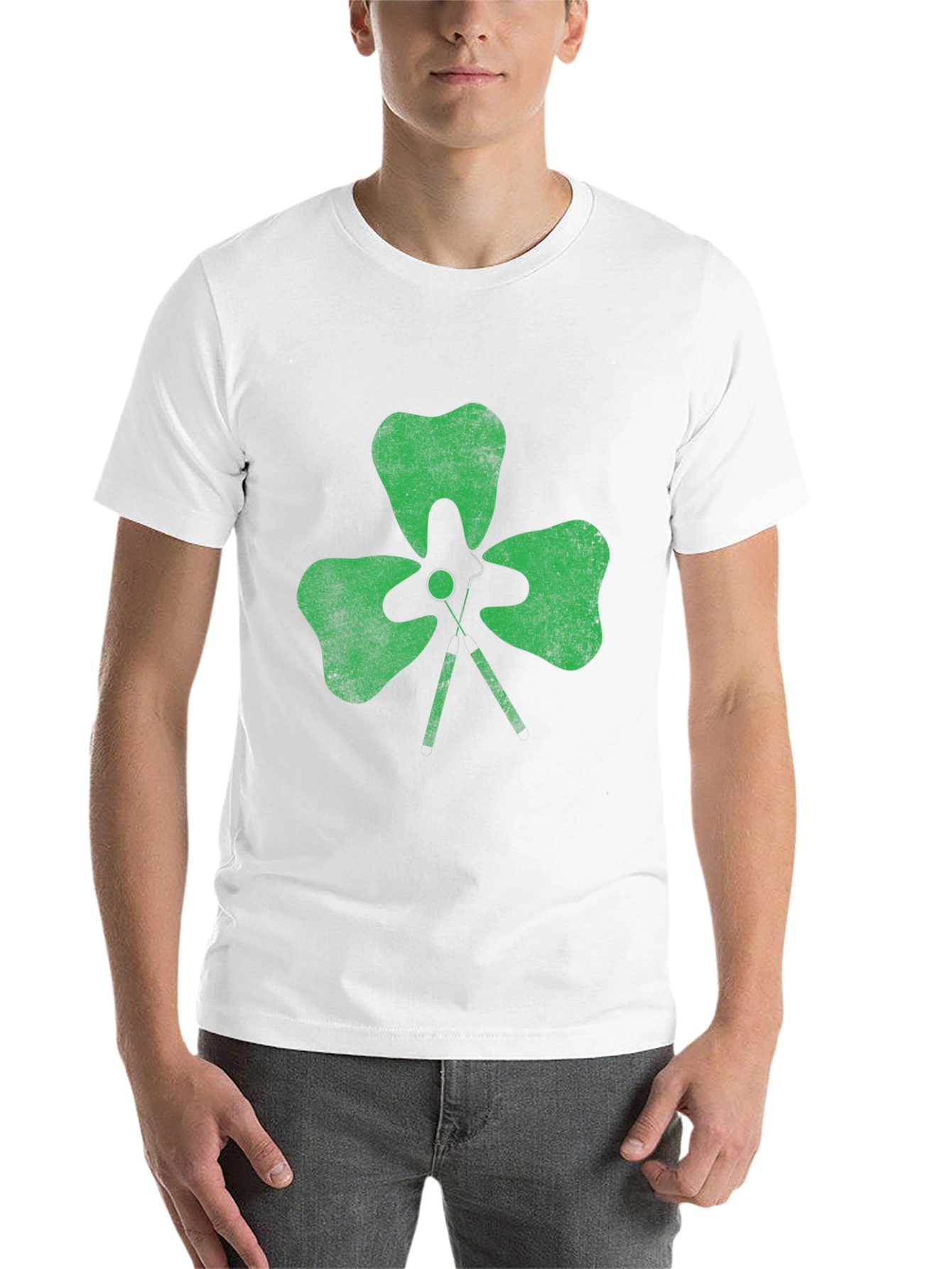 Black Shamrock Golf Tee T-Shirt - Lucky Green Tee view 14