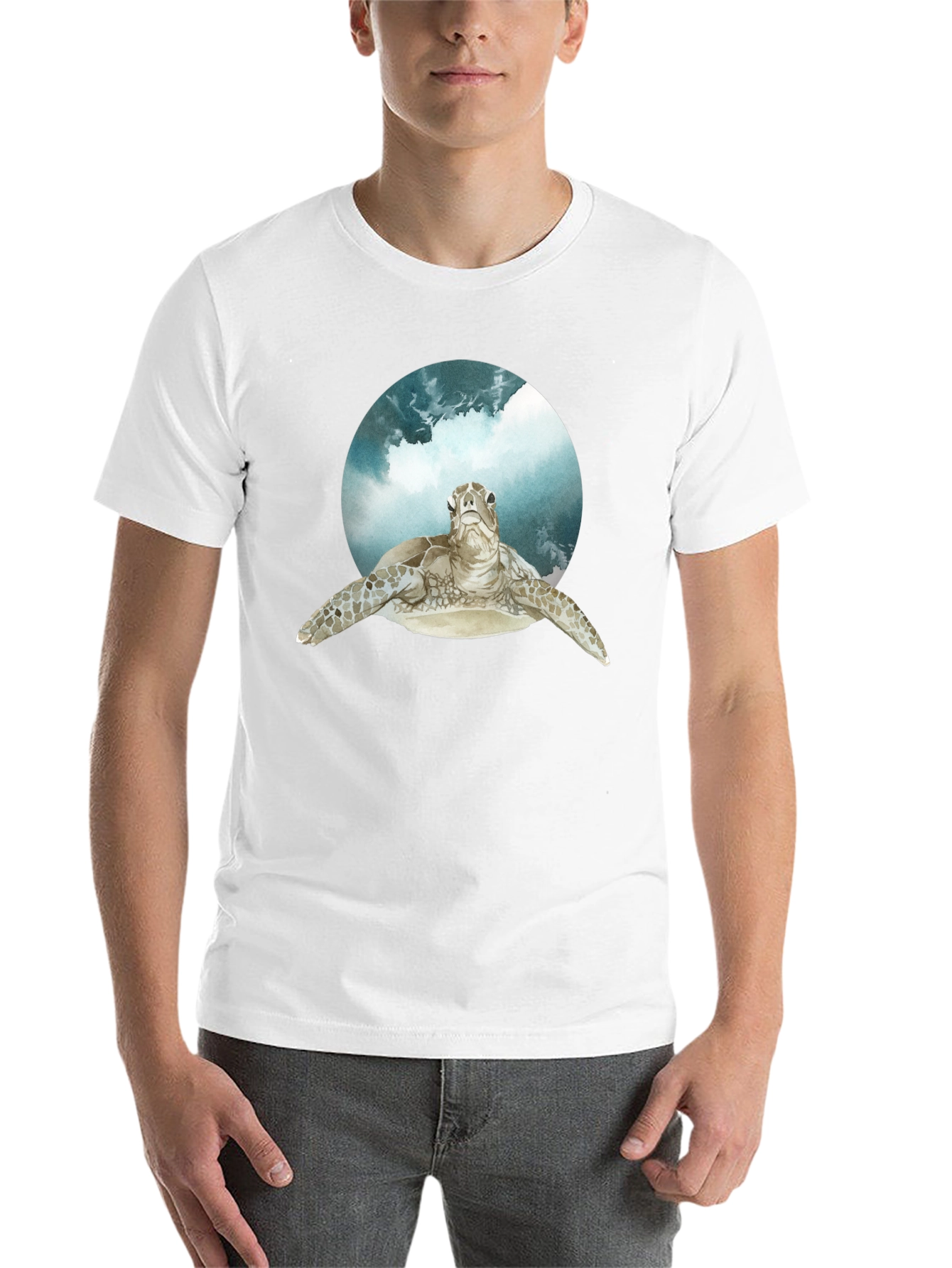 Black Sea Turtle Graphic Print Black T-Shirt view 14