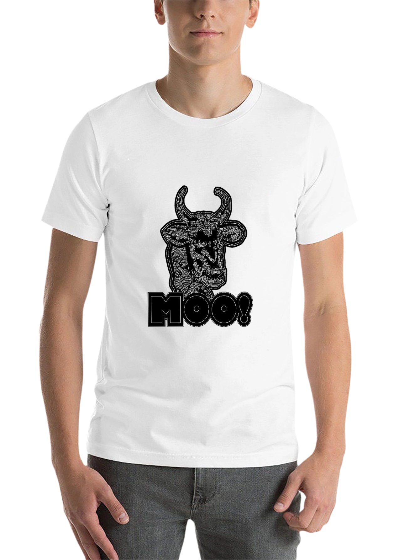 Black Moo! Graphic Print Black Cotton T-Shirt view 14