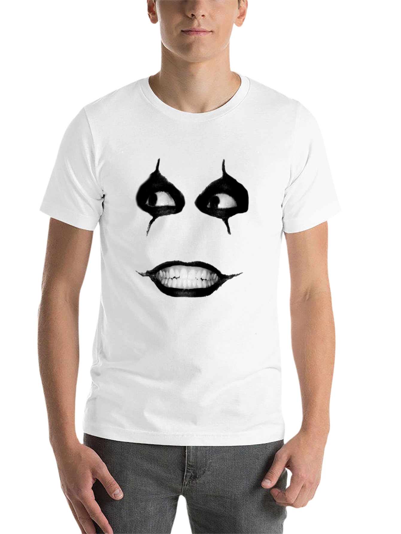 Black Creepy Smile Graphic Print Black T-Shirt view 14