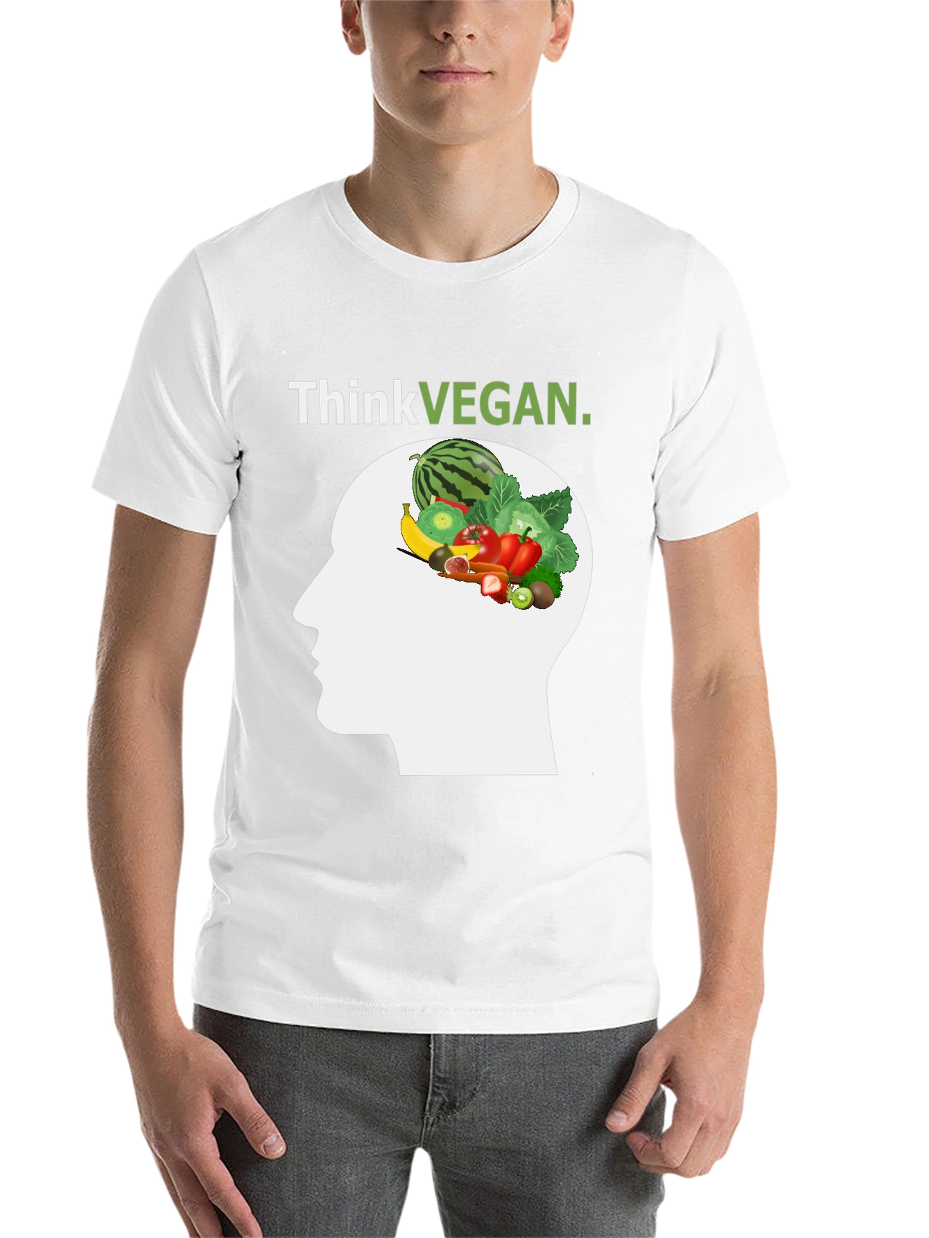 Black Think Vegan T-Shirt - Unisex Graphic Tee view 14