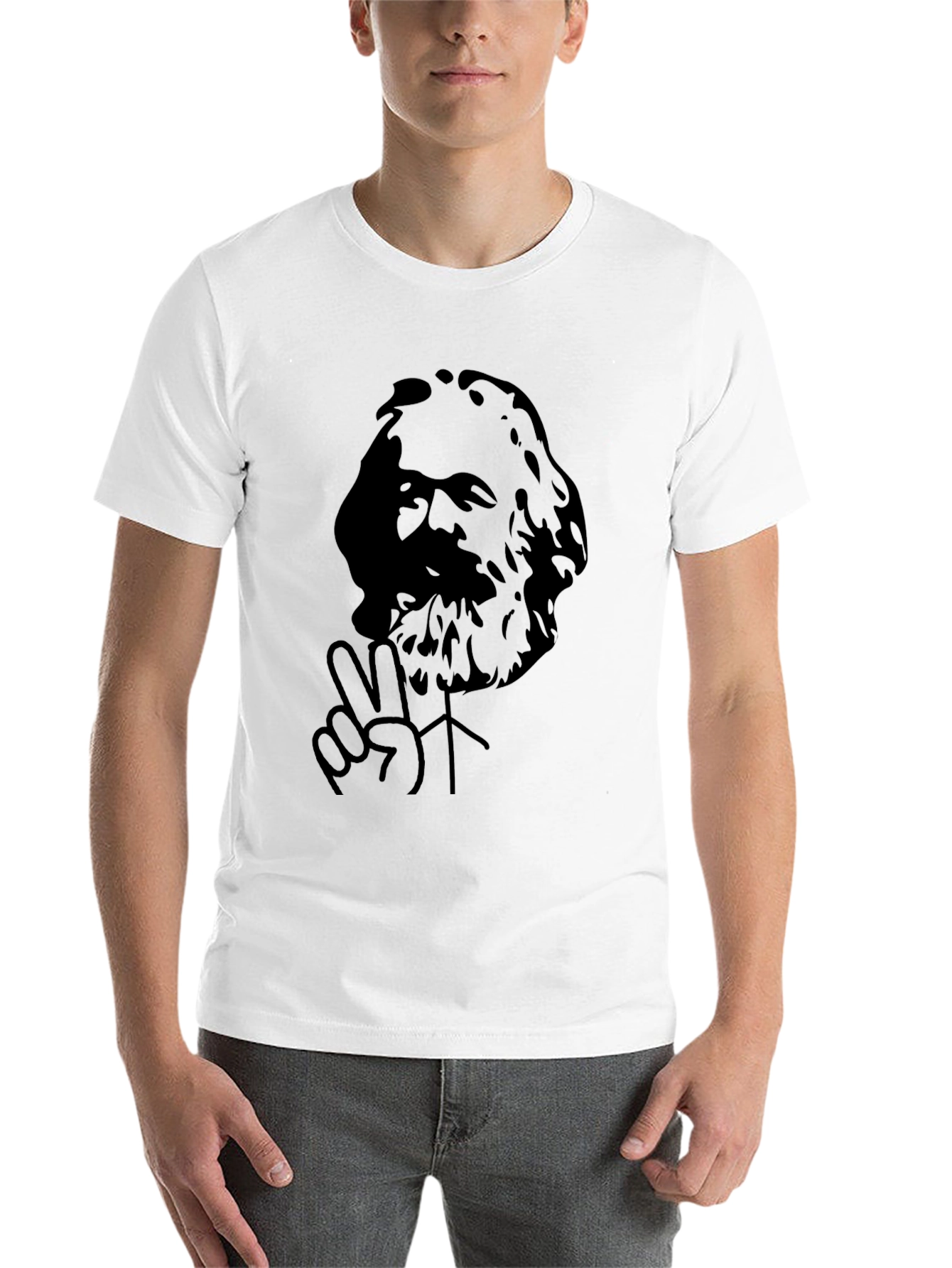 Black Karl Marx Peace Sign Black T-Shirt view 14