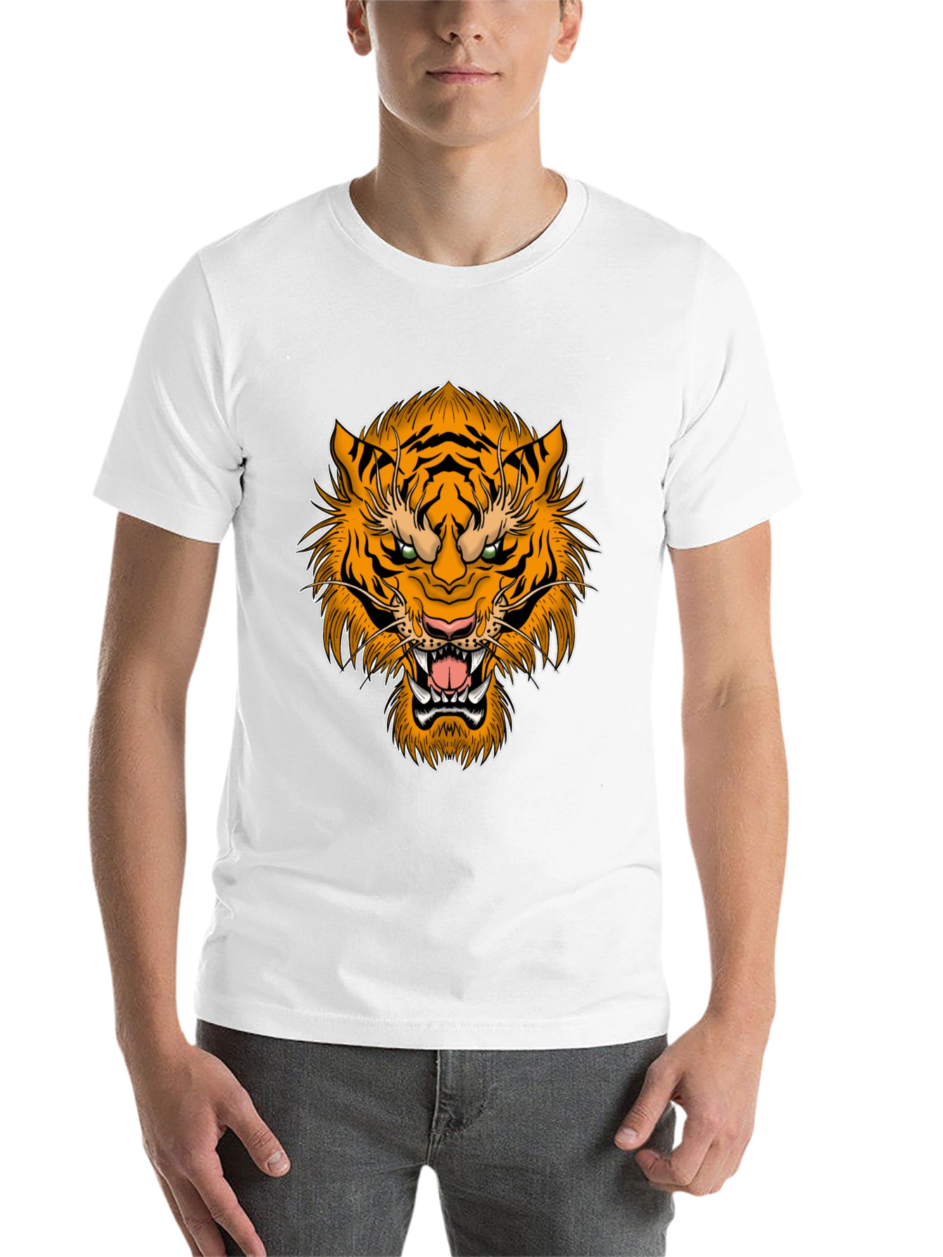 Black Bold Tiger Graphic Print Black T-Shirt view 14