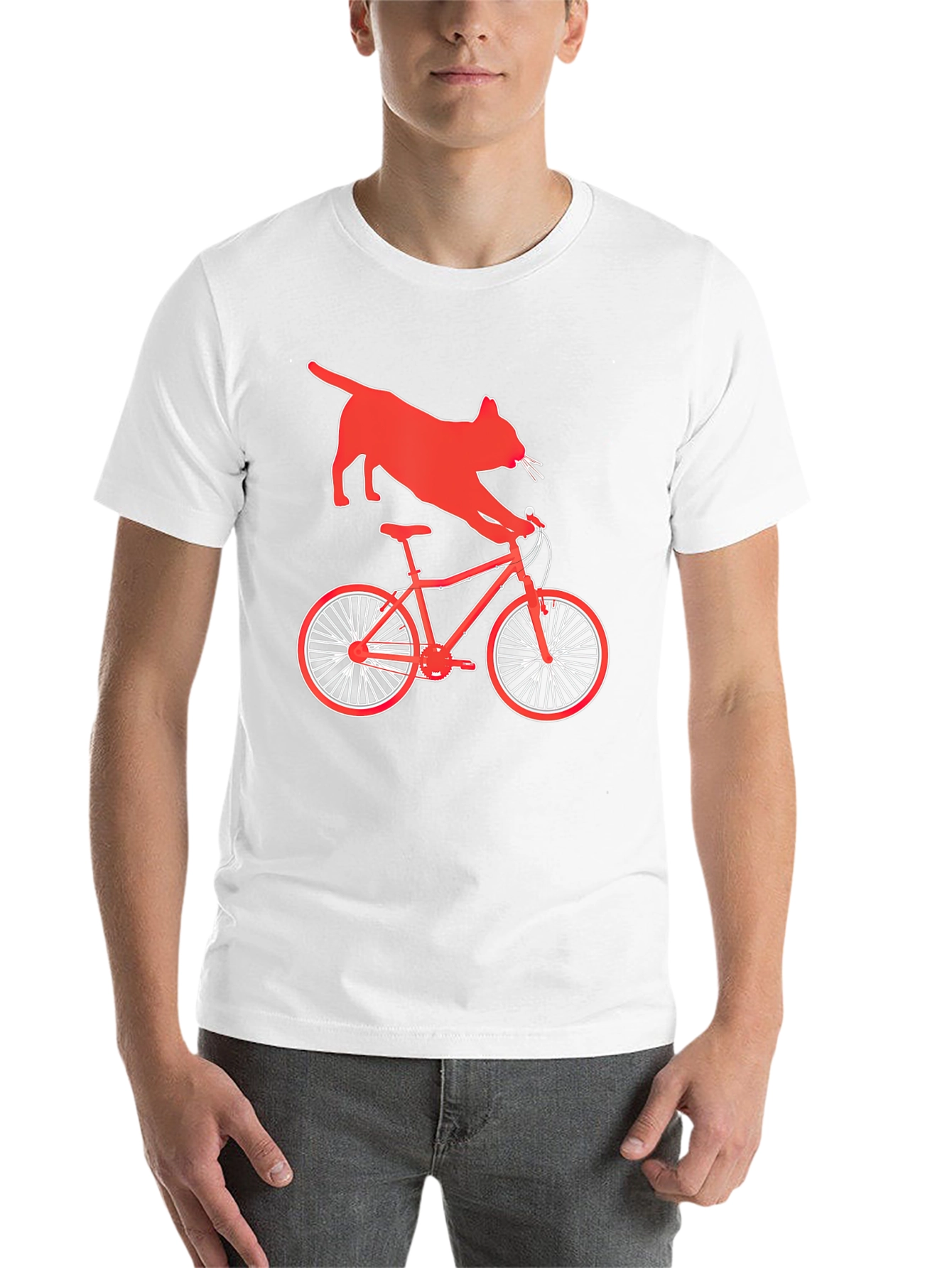 Black Cat Riding Bike Graphic T-Shirt view 14