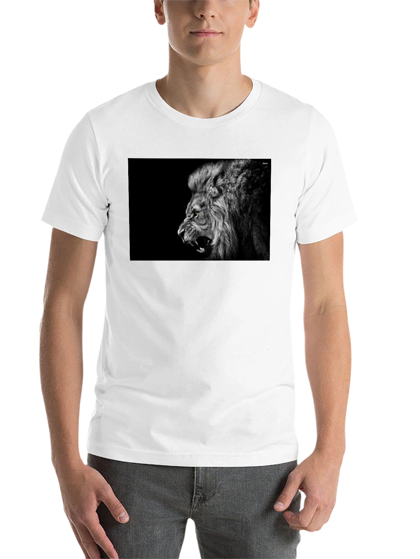 Black Roaring Lion Graphic Black T-Shirt view 14