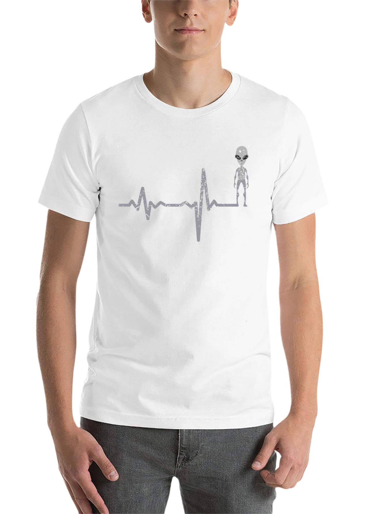 Black Alien Heartbeat T-Shirt - Men's Graphic Tee view 14