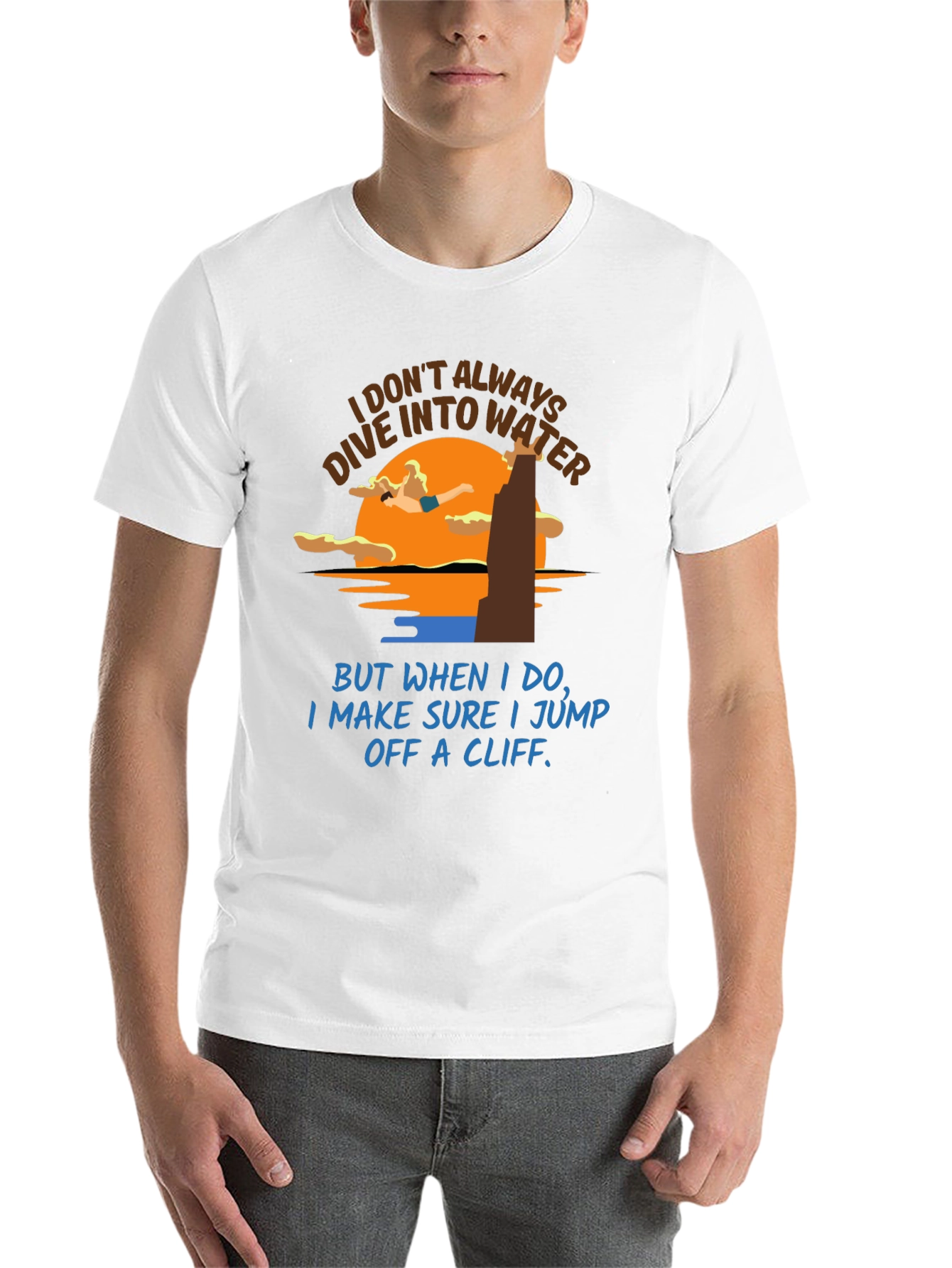 Black Cliff Diver T-Shirt: Humorous Water Sports Tee view 14