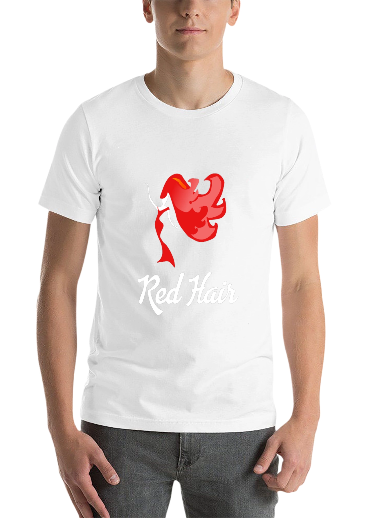 Black Red Hair Graphic T-Shirt - Unique Fashion Tee view 14