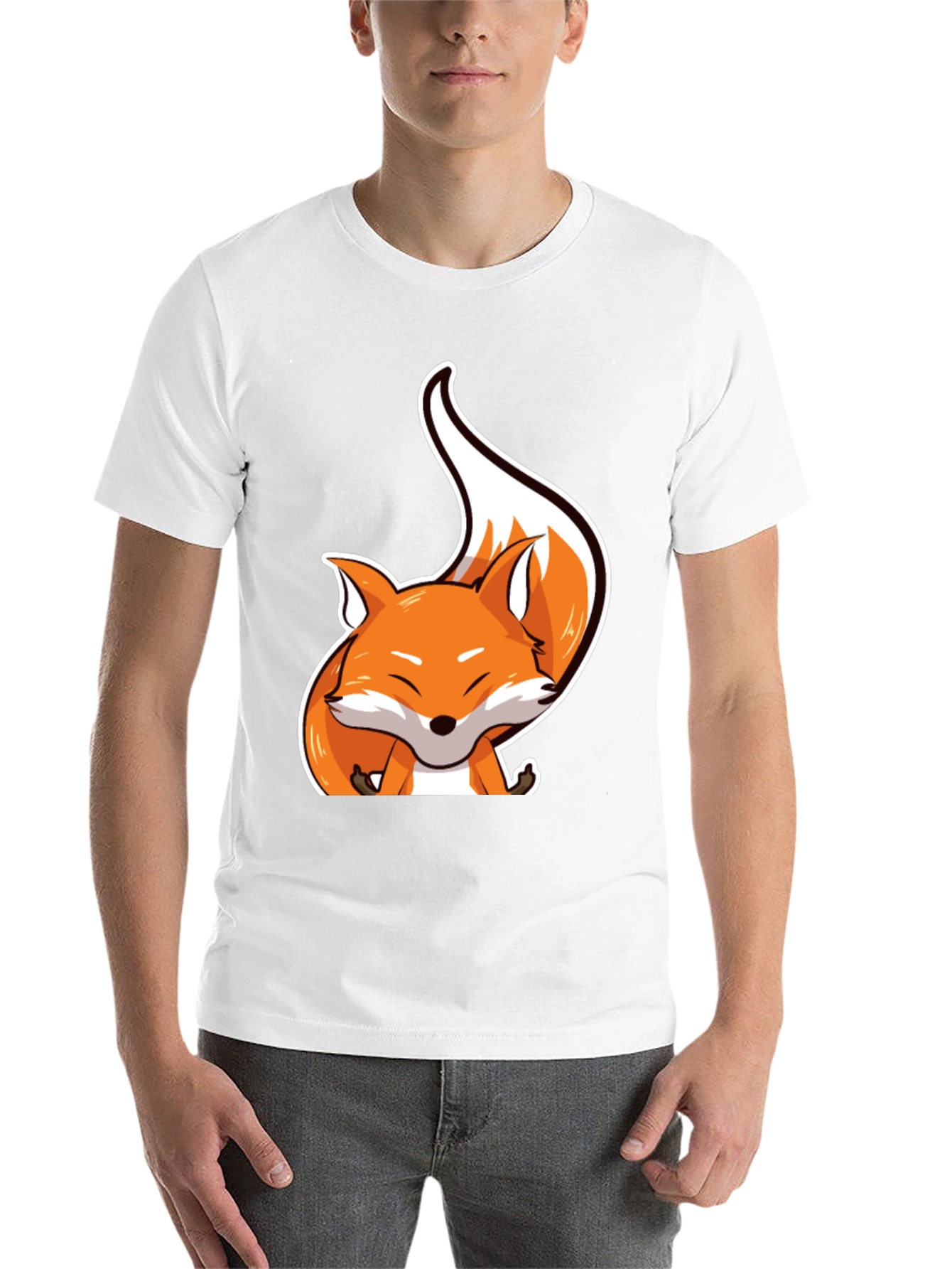 Black Cute Fox Graphic Tee - Unisex Black T-Shirt view 14