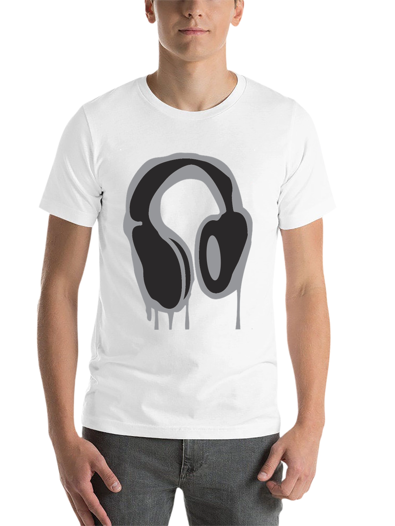 Black Headphone Drip Graphic T-Shirt - Black view 14