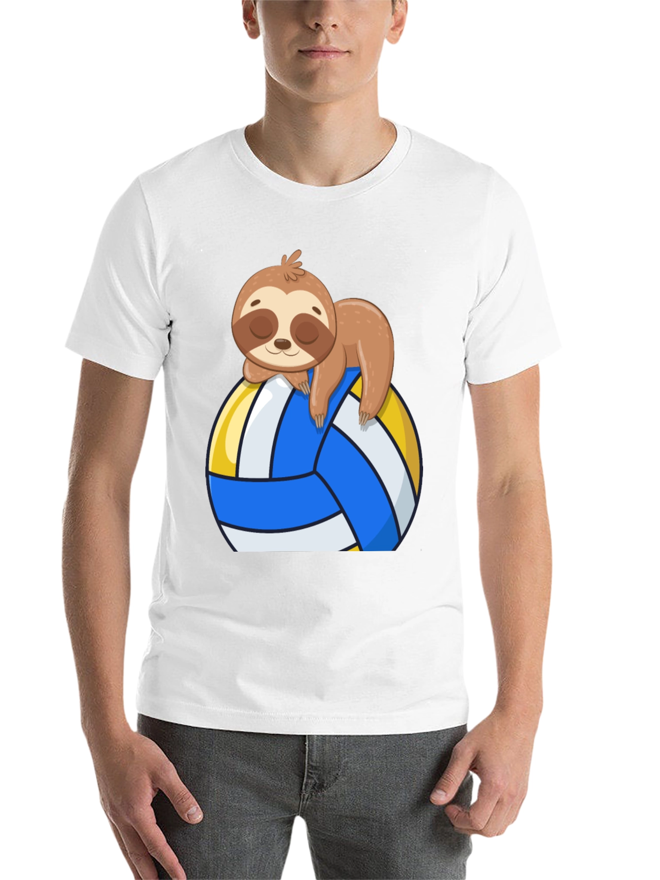 Black Sloth Volleyball T-Shirt - Cute Cartoon Sloth Design view 14