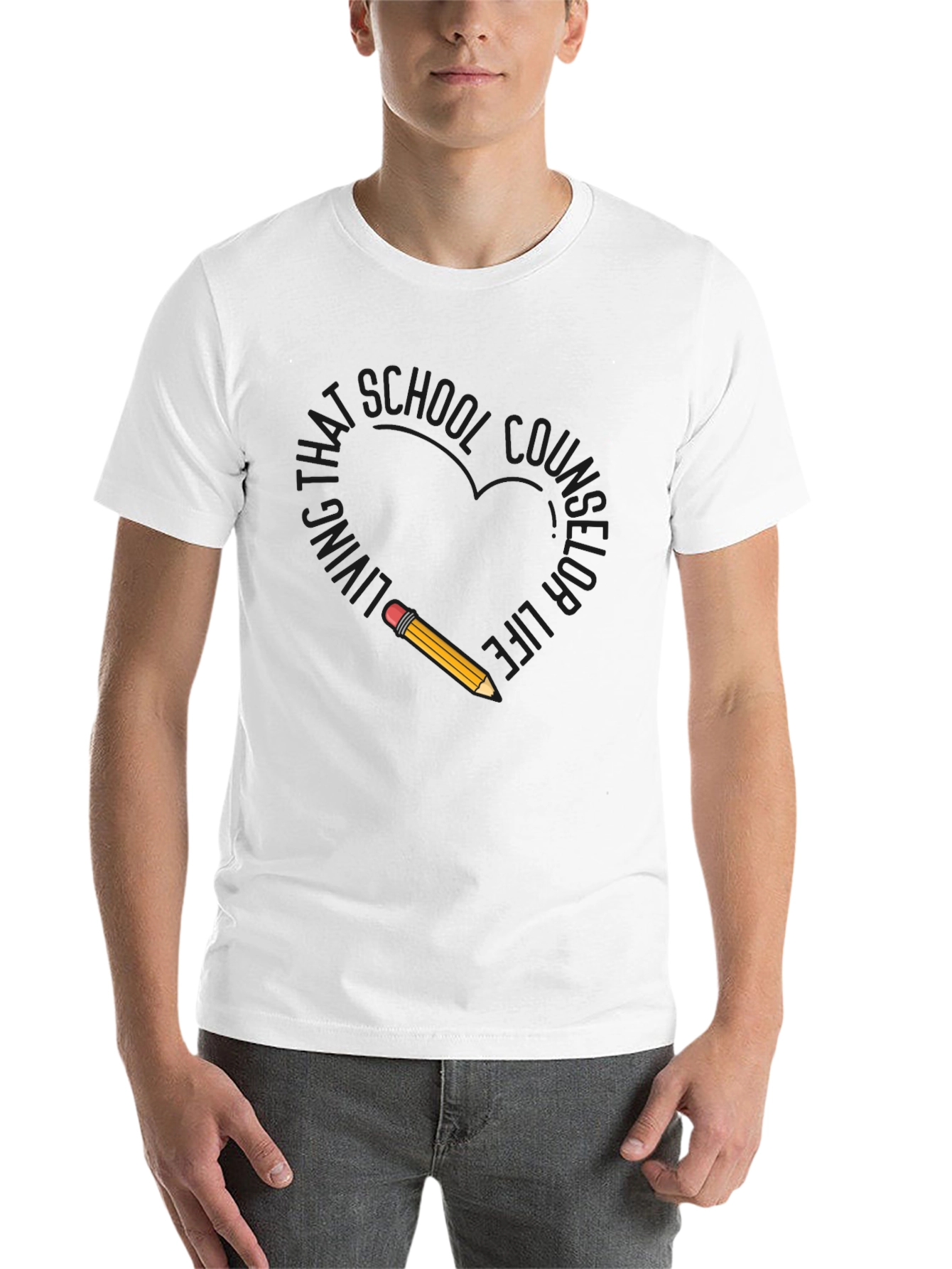 School Counselor T-Shirt with Pencil Design - 14