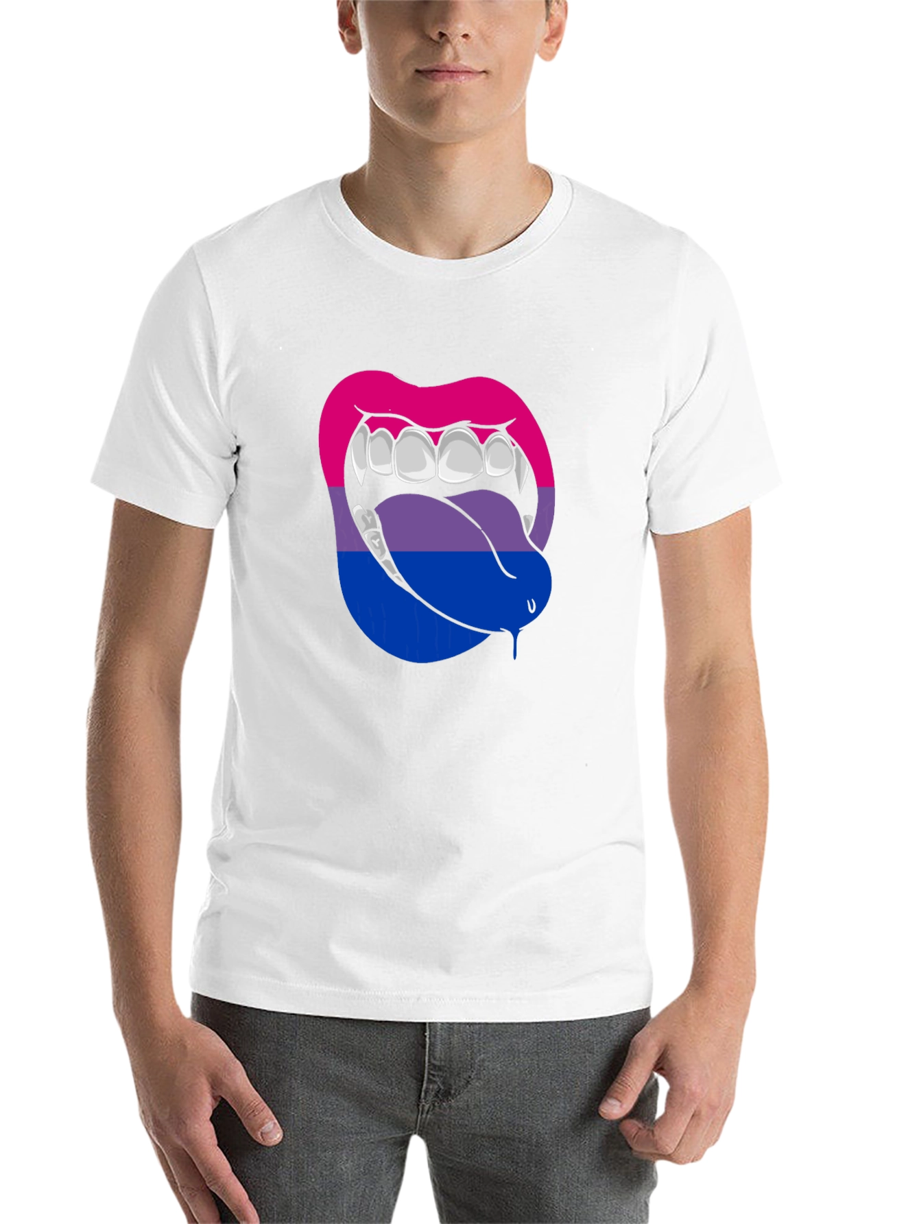 Black Bisexual Pride Vampire Lips Graphic Tee view 14