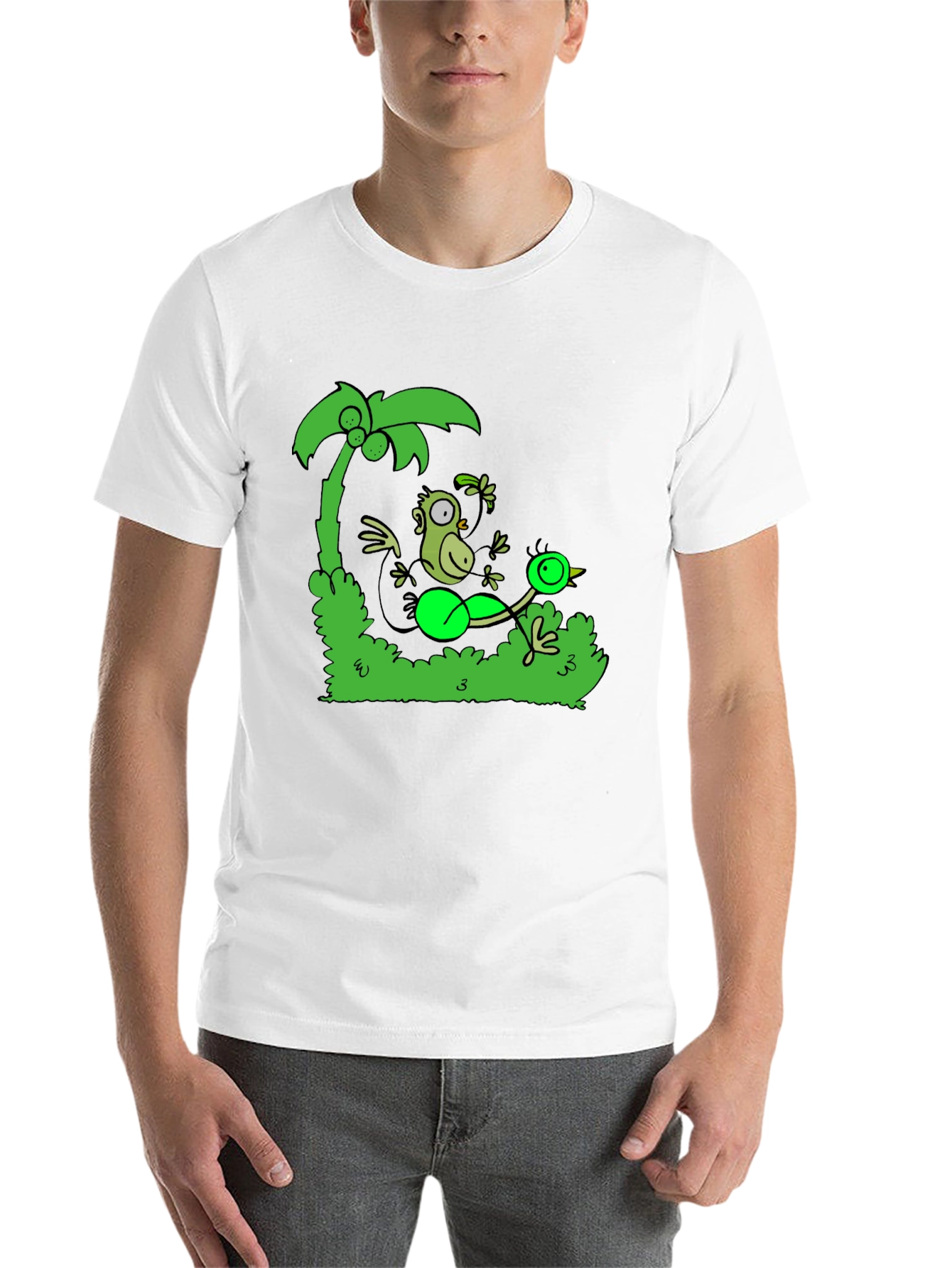 Black Funny Monkey and Bird T-Shirt view 14