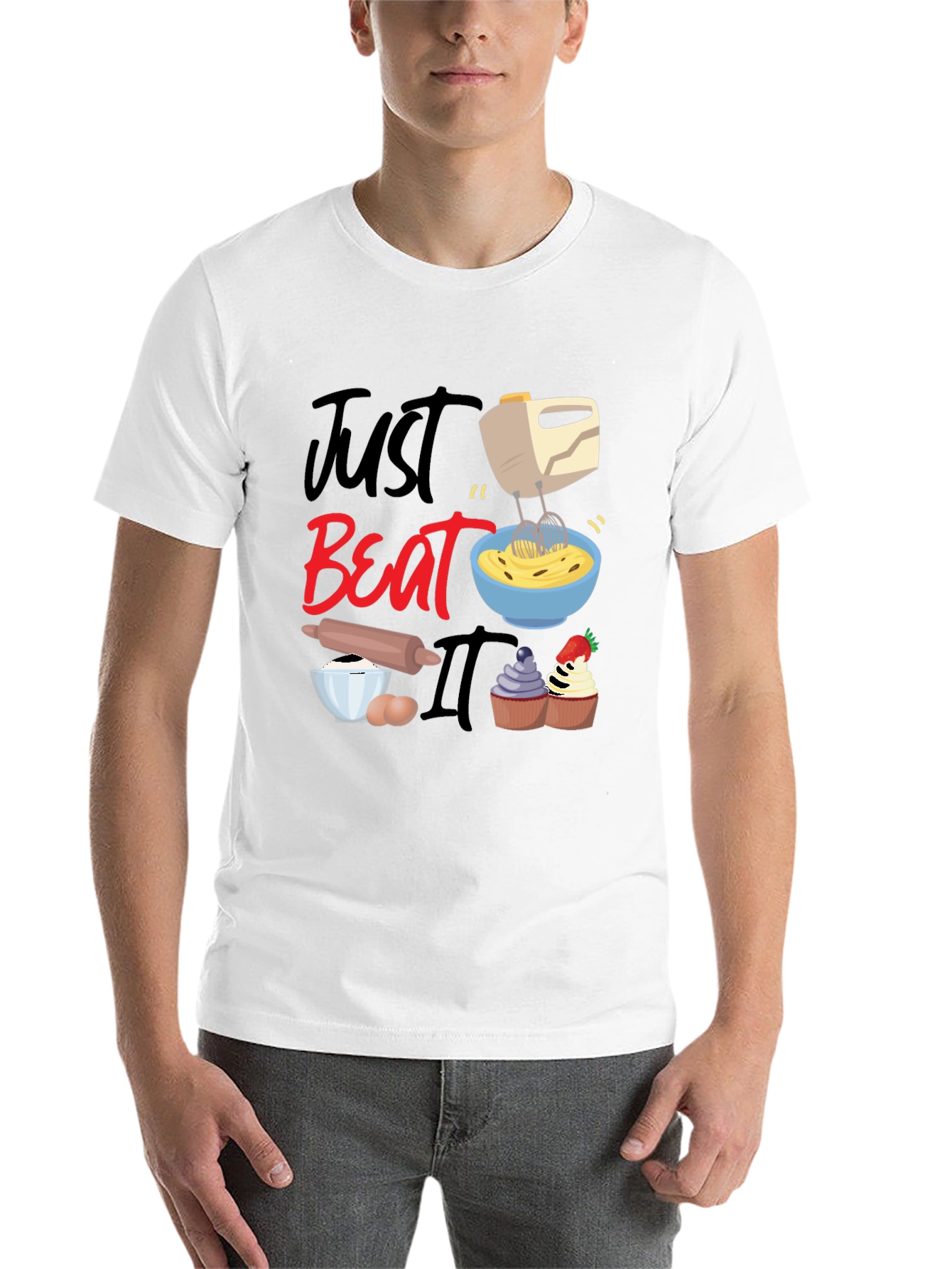Black Just Beat It Funny Baking T-Shirt view 14