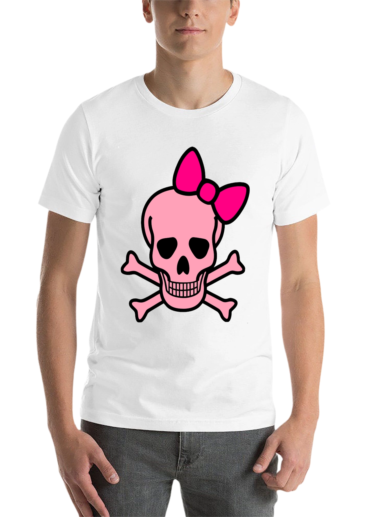 Black Pink Skull & Crossbones Bow T-Shirt view 14