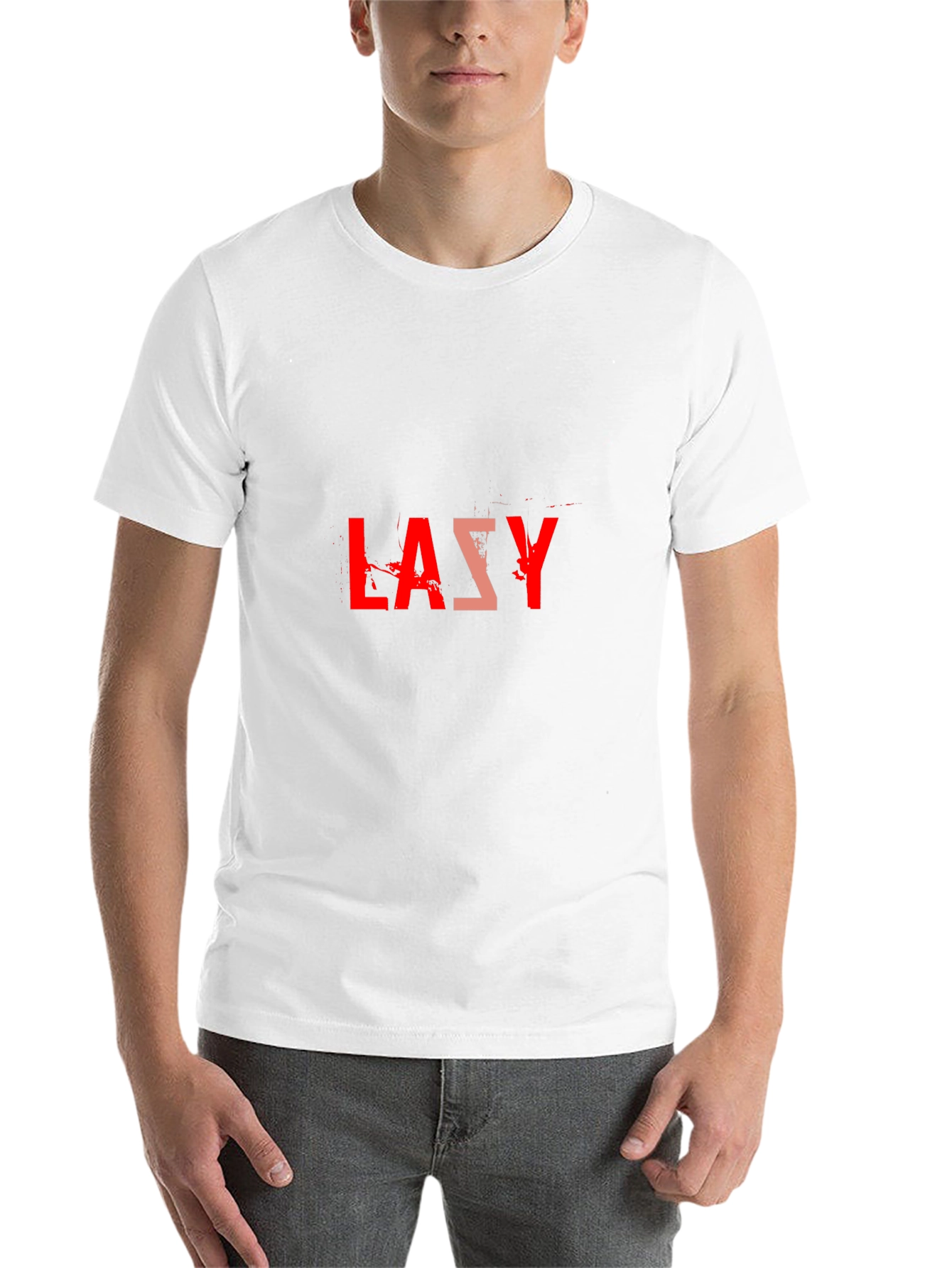 Lazy Graphic Tee - Black Cotton Blend Casual T-Shirt - 14