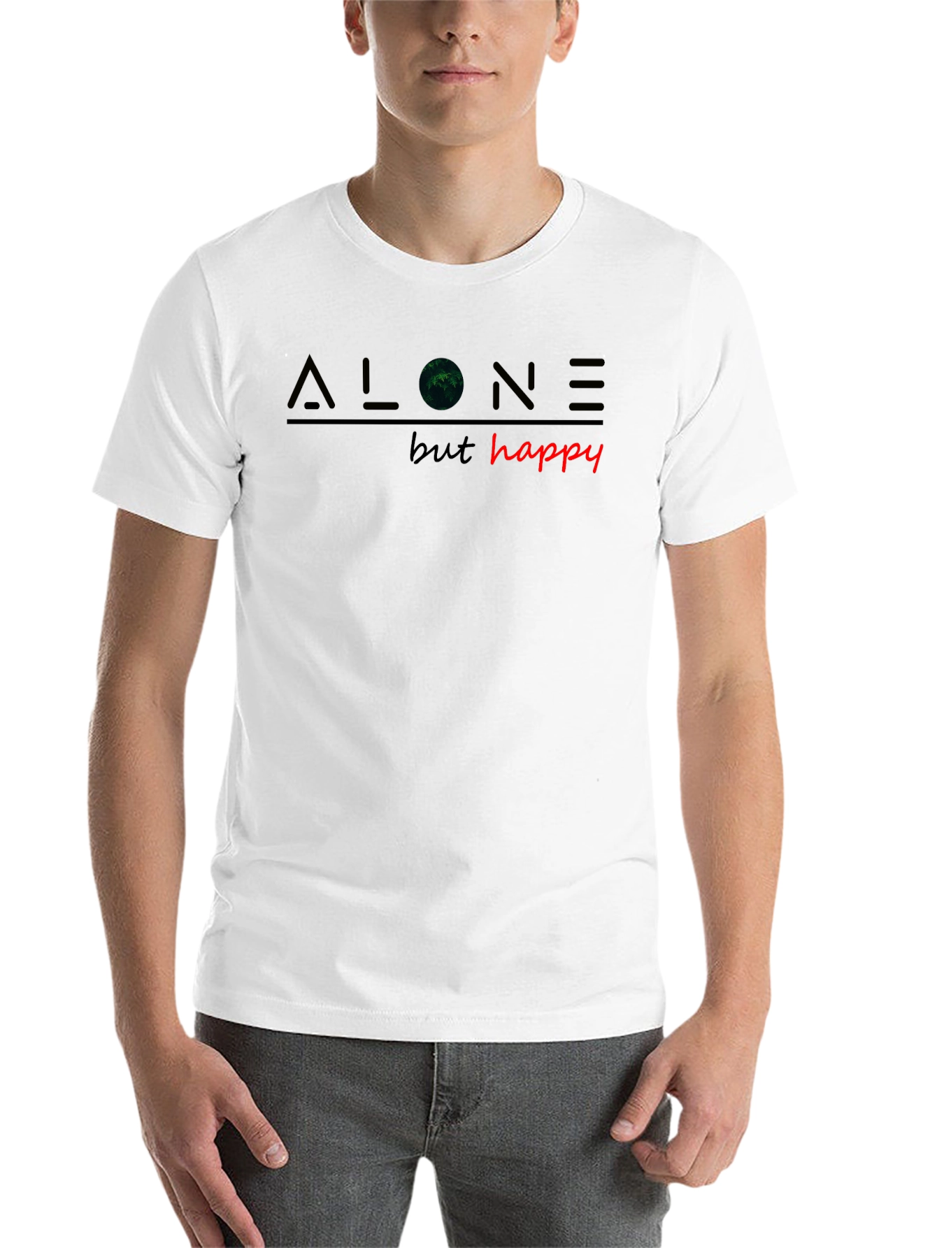 Black Alone But Happy T-Shirt - Unique Graphic Tee view 14