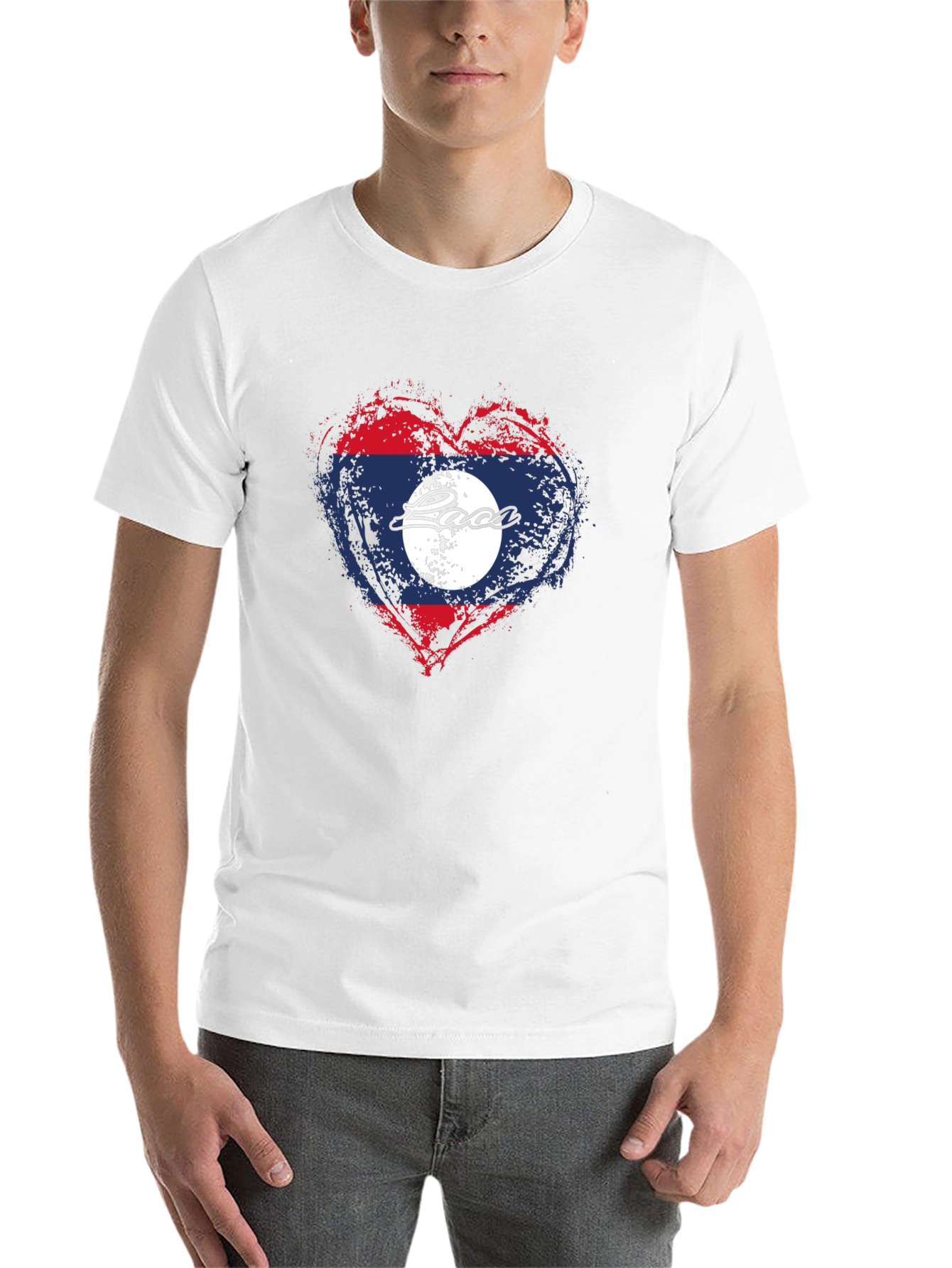 Black Laos Flag Heart T-Shirt - Graphic Print view 14