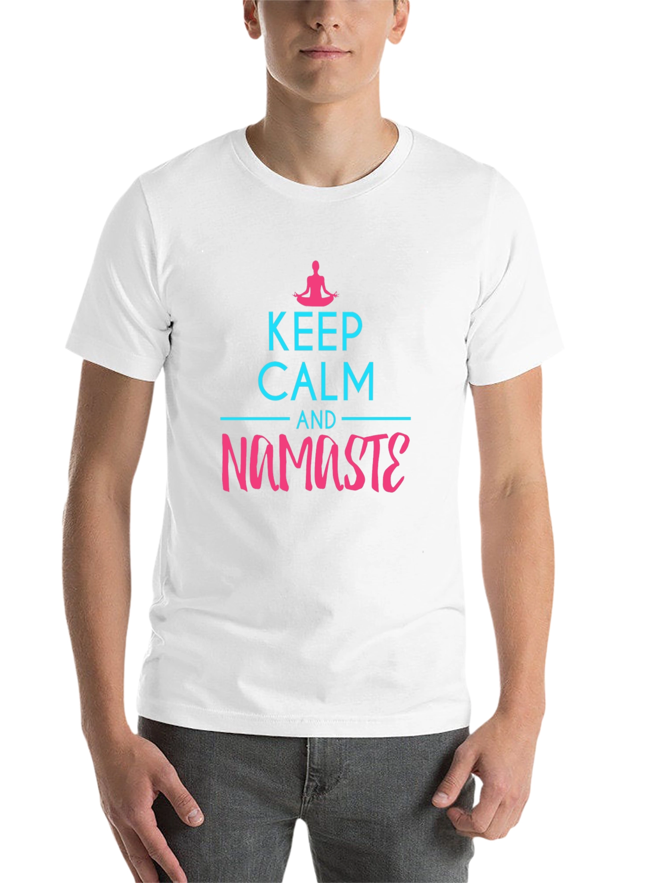Black Keep Calm and Namaste Graphic Tee view 14