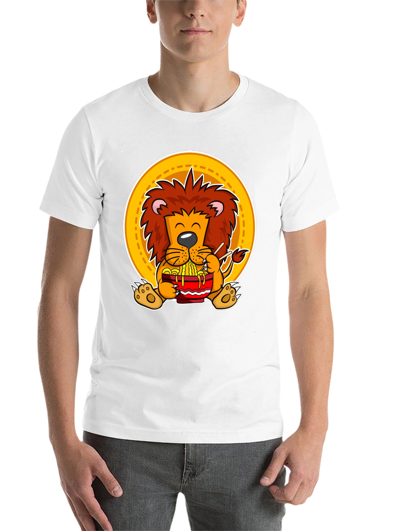 Black Lion Ramen T-Shirt: Cute Animal Graphic Tee for Noodle Lovers view 14