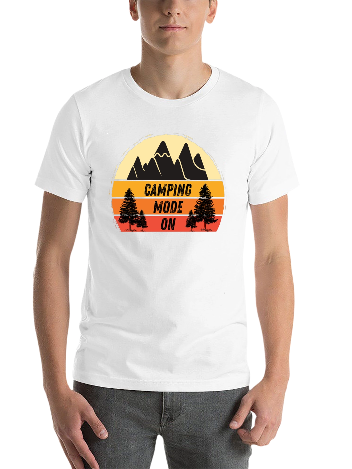 Black Camping Mode On Black T-Shirt view 14