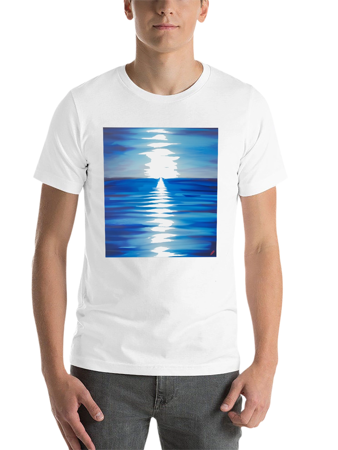 Black Ocean Reflection Graphic Tee - Black Unisex T-Shirt view 14