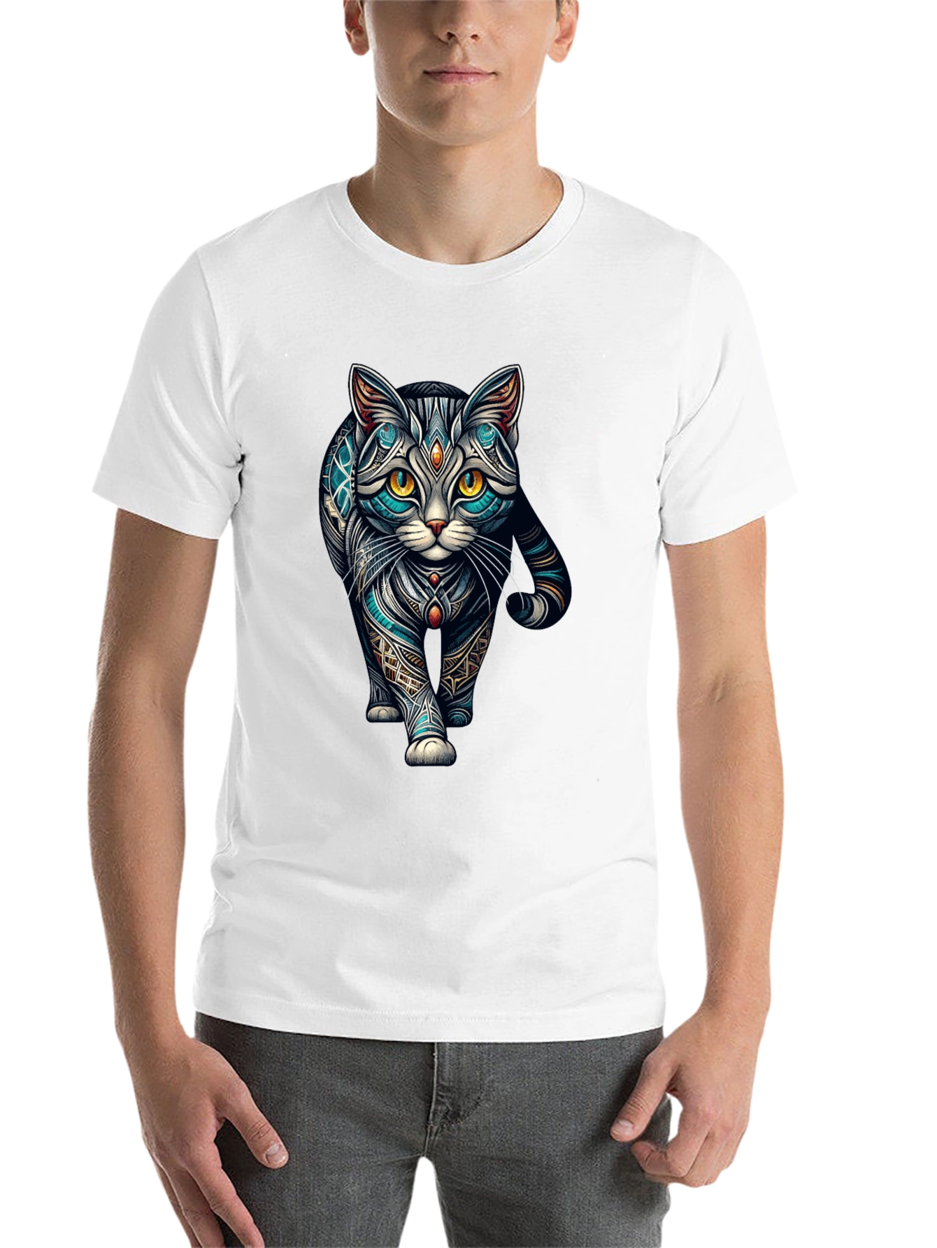 Black Mystic Cat T-Shirt - Unique Graphic Tee view 14
