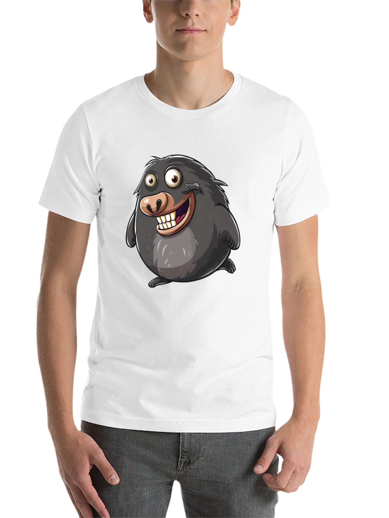 Black Funny Mole Cartoon Black T-Shirt view 14