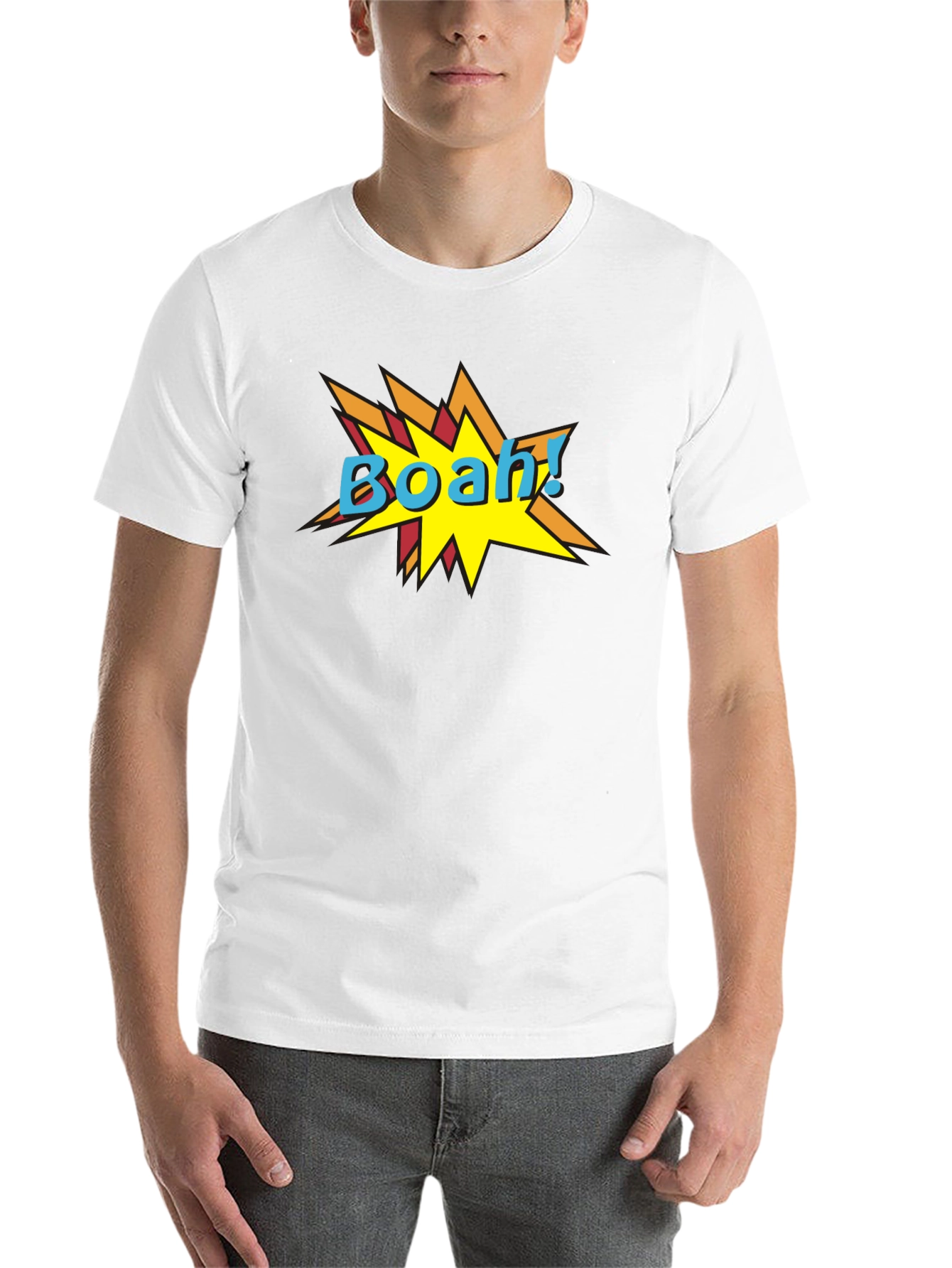 Black BOAH! Comic Style Graphic Print Black T-Shirt view 14