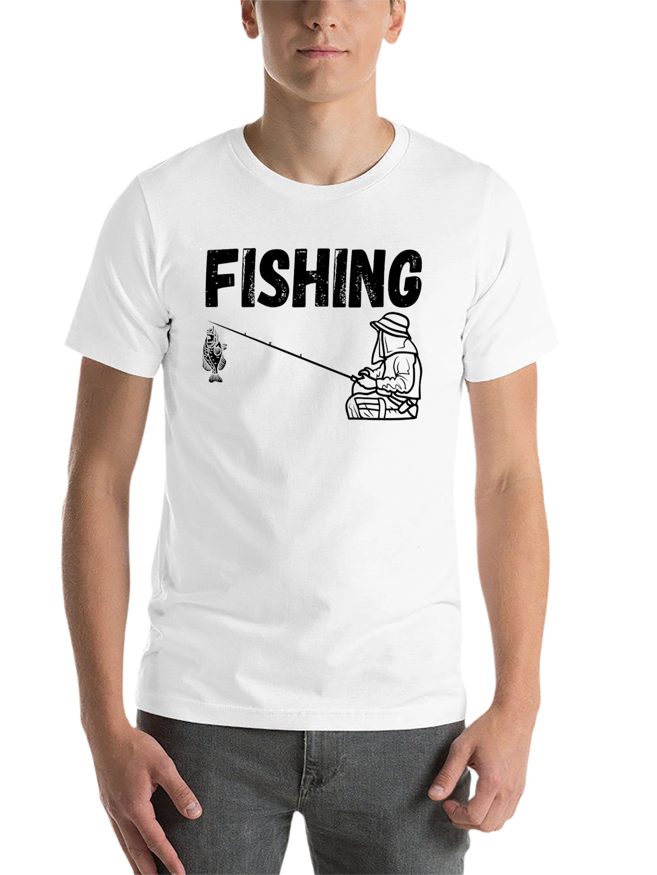 Fishing Graphic Tee - Black Cotton T-Shirt - 14