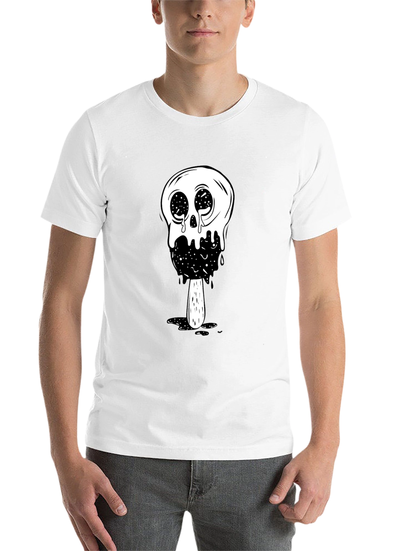 Black Cool Skull Ice Cream Graphic Tee - Black view 14