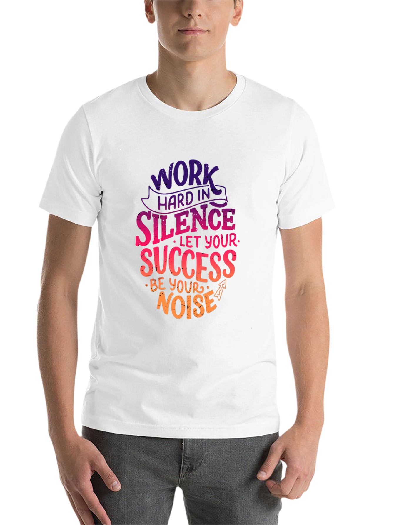 Black Work Hard in Silence T-Shirt Motivational Quote Tee view 14