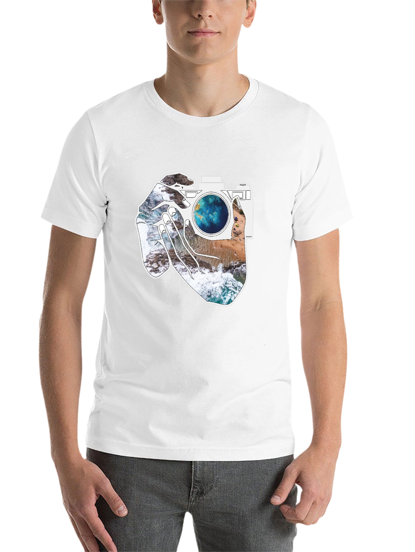 Black Camera Beach Scene Graphic Tee - Black view 14