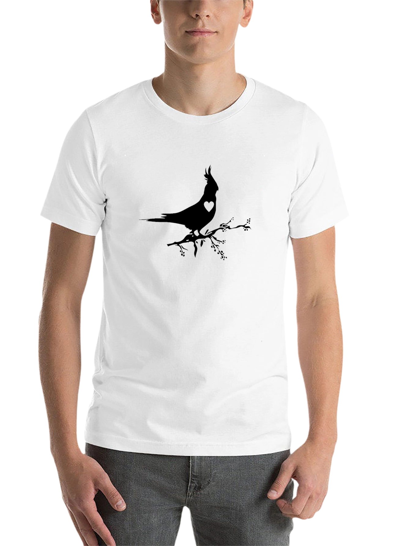 Black Cardinal Bird Heart T-Shirt - Black view 14