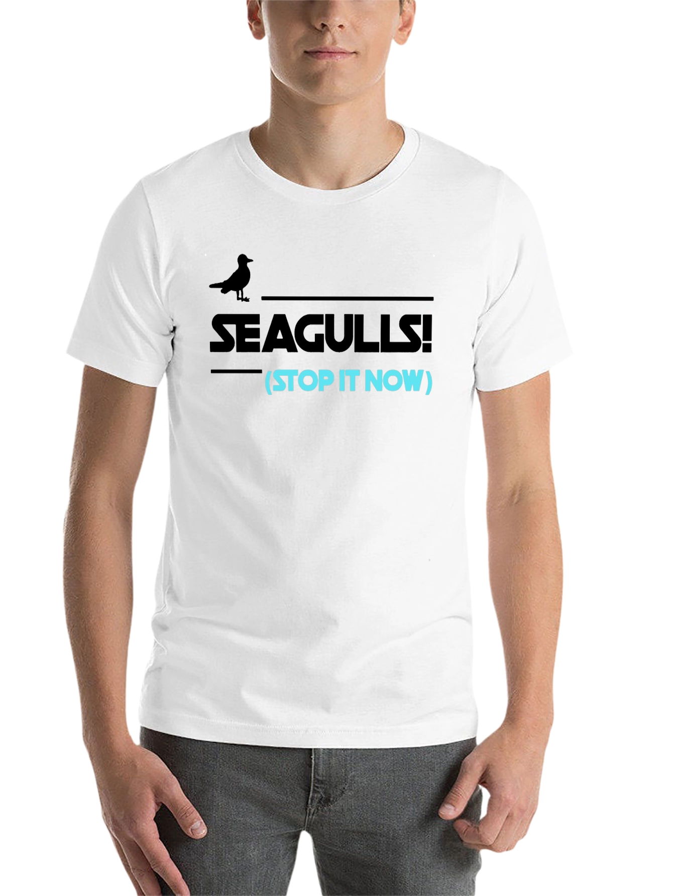Black Seagulls Stop It Now Funny Graphic Tee view 14