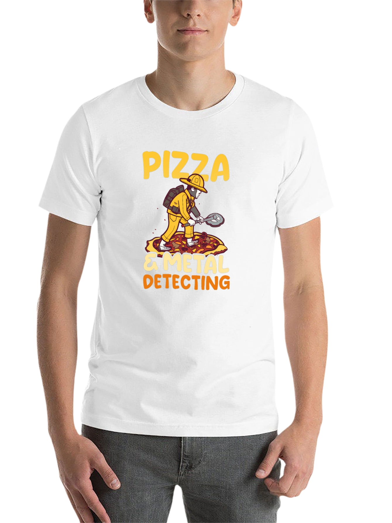 Black Pizza & Metal Detecting T-Shirt view 14